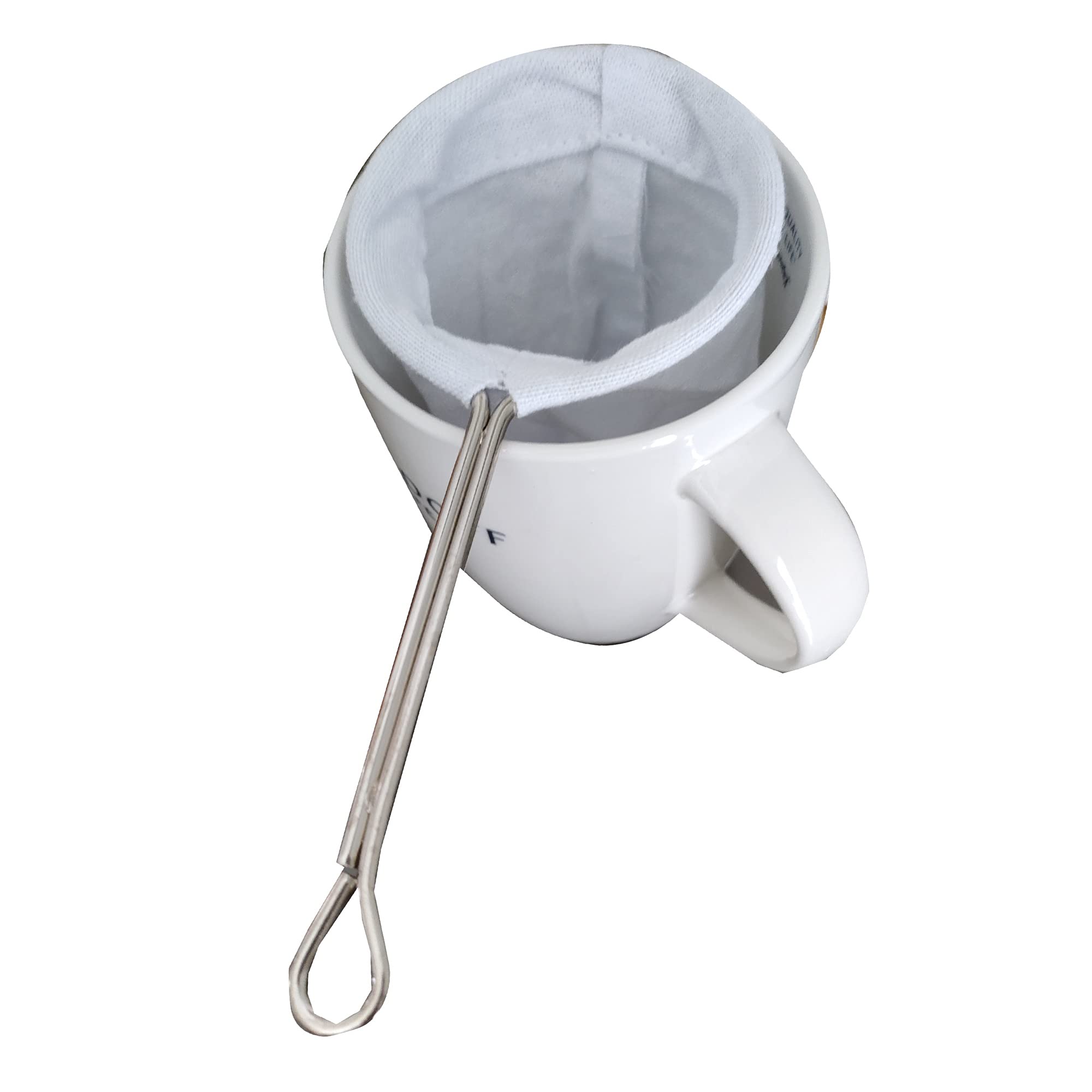 Heavens Tvcz Thai Coffee Tea Filter Sock Cloth Strainer Handle Bag Reusable Traditional Stainless Steel Cotton Small Drink Size