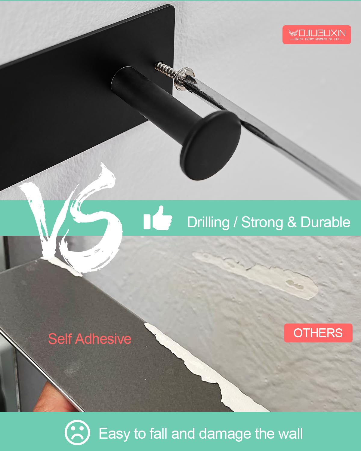 Wojiubuxin Hair Dryer Holder Wall Mount Matte Black Hair Dryer Holder For Bathroom Cabinet Sus 304 Stainless Steel Blow Dryer Ho