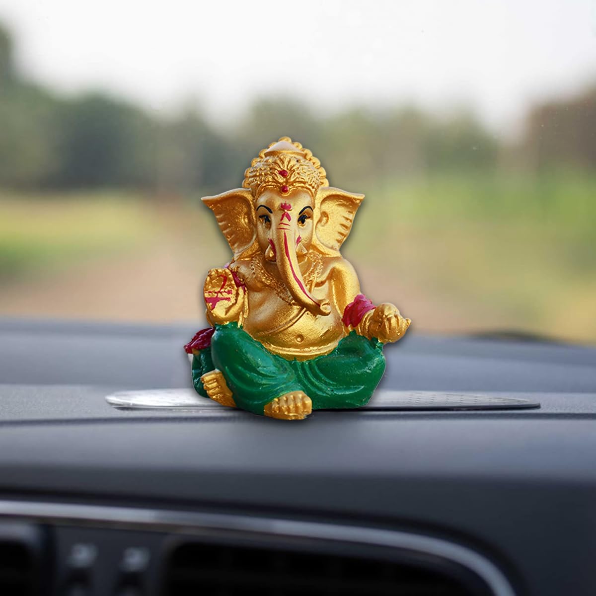 Saugat Traders Gold Ganesh Ji Murti For Car Dashboard Home Temple Ganesha Idol Showpiece Good Luck Gift Ganpati Statue Diwali Gi