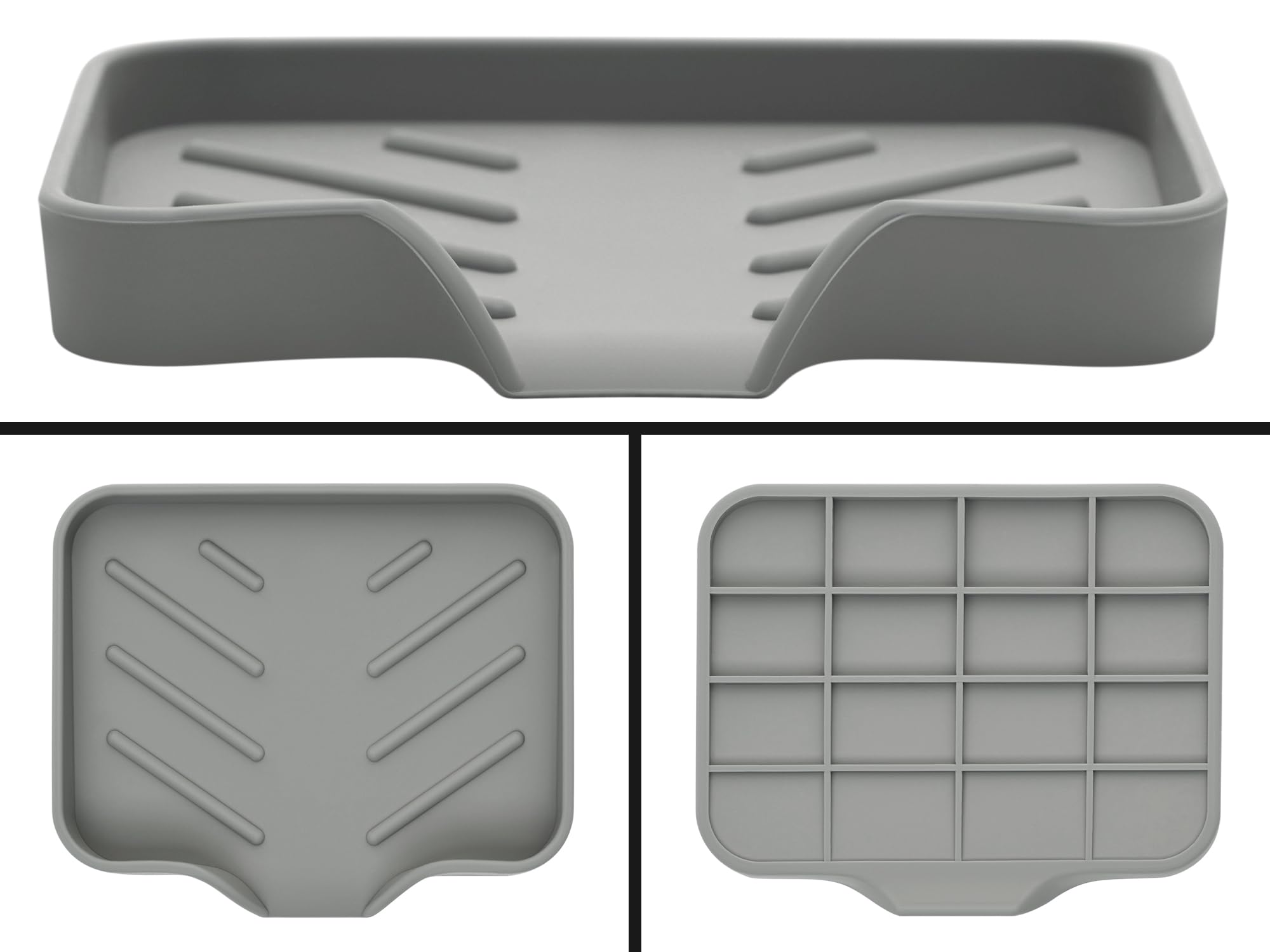 Silicone Soap Dish: Premium Gray Self-Draining Soap Bar Holder - Elegant Soap Dish for Shower & Bathroom Use - Versatile Soap Dishes for Bar Soap - Durable Soap Holder & Bathroom Soap Dish Solution