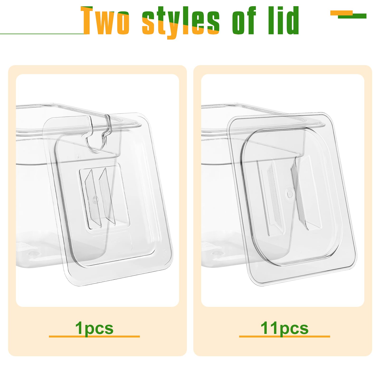 Pyqth 12 Pack Plastic Clear Food Pan With Lids, 1/6 Size 6'' Deep Polycarbonate Commercial Food Pans Stackable Food Storage Cont