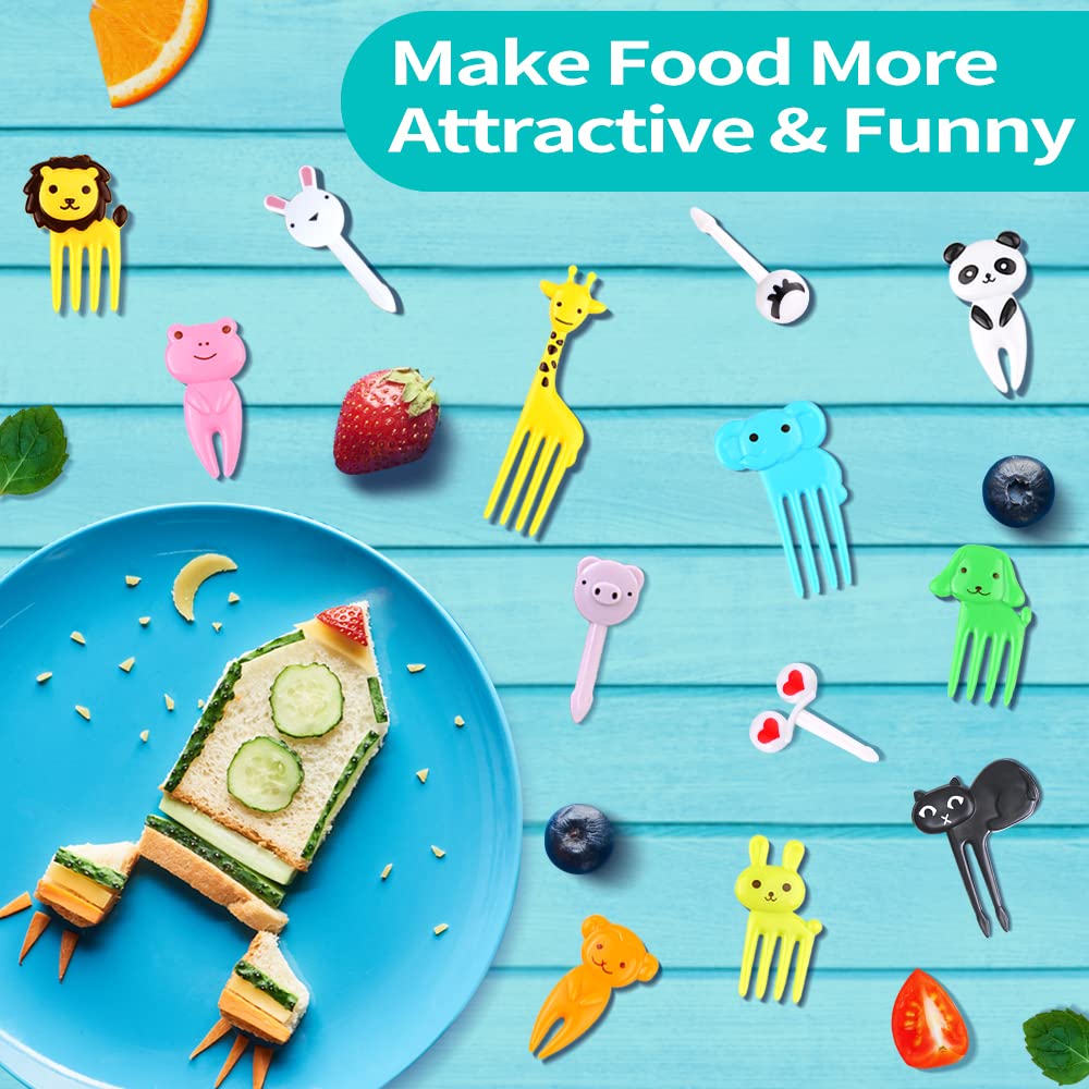 156PCS Animal Food Picks for Kids  FATLODA Fun Bento Picks for Picky Eater  Cute Fruit Food Toothpicks  Lunch Bento Box Accessories for Toddler
