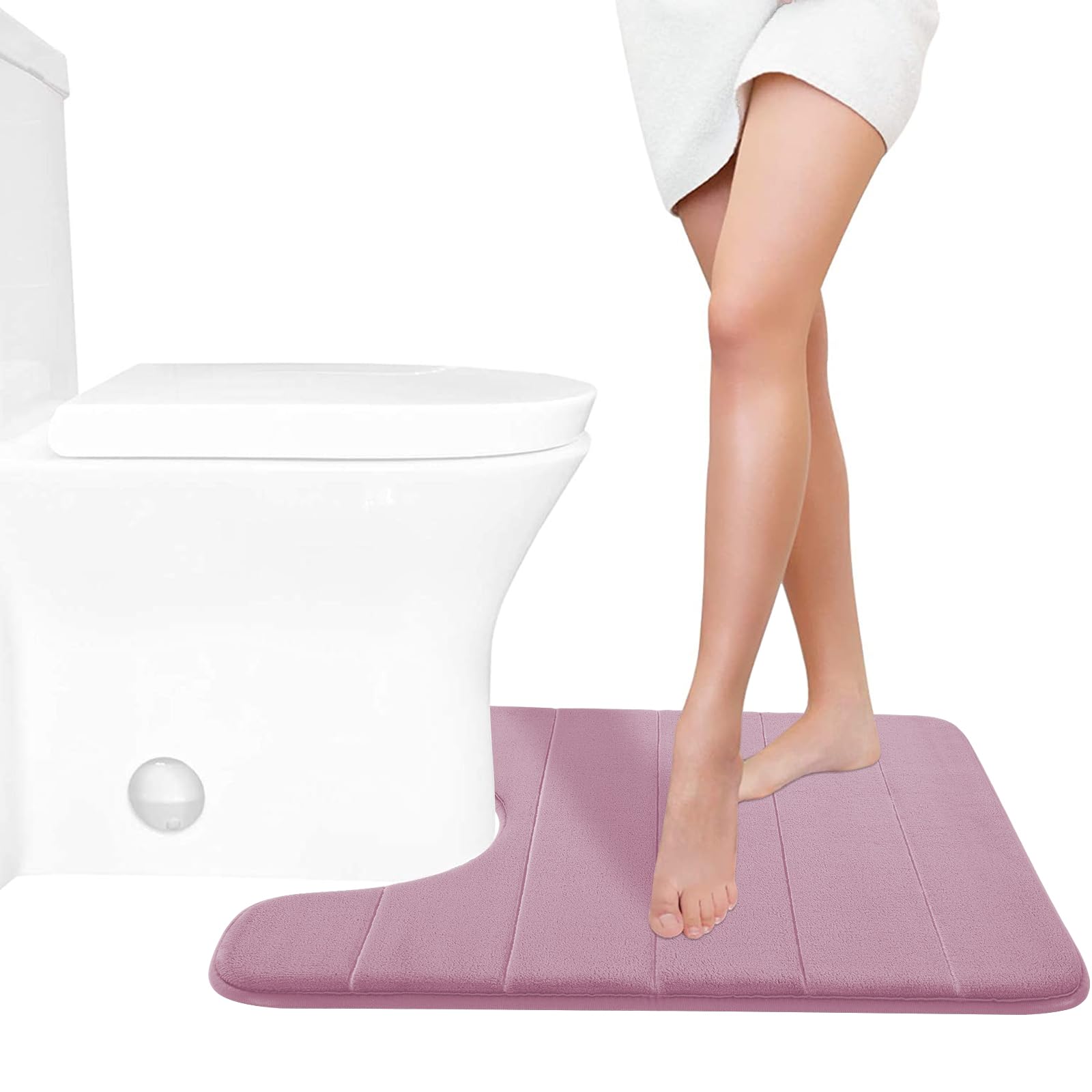 Yimobra Memory Foam Toilet Bath Mat U-Shaped, 24 X 20 Inches,Soft And Comfortable, Super Water Absorption, Non-Slip, Machine Was