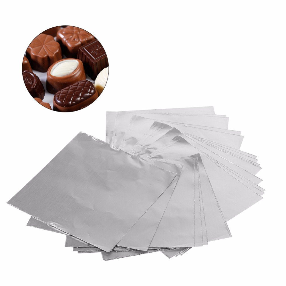 Wowagoga 6x6 Inches Aluminum Foils Paper Chocolate Candy Wrapping/Packing Sheets  Silver Pack of 200