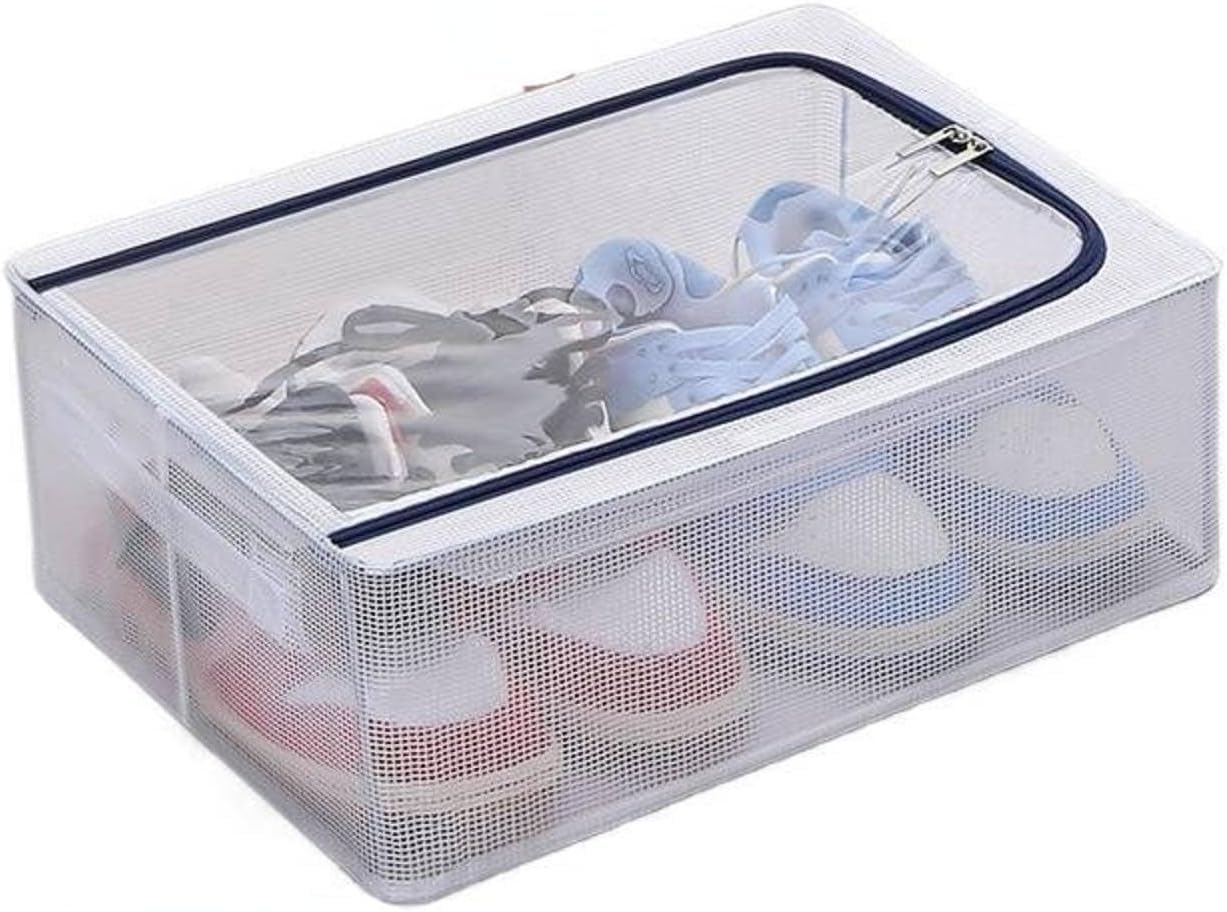 Mapple Creation Shoe Organizer For Closet, Foldable Shoe Storage Bins With Clear Cover, Space Saving Shoes Holder, Large Adjusta