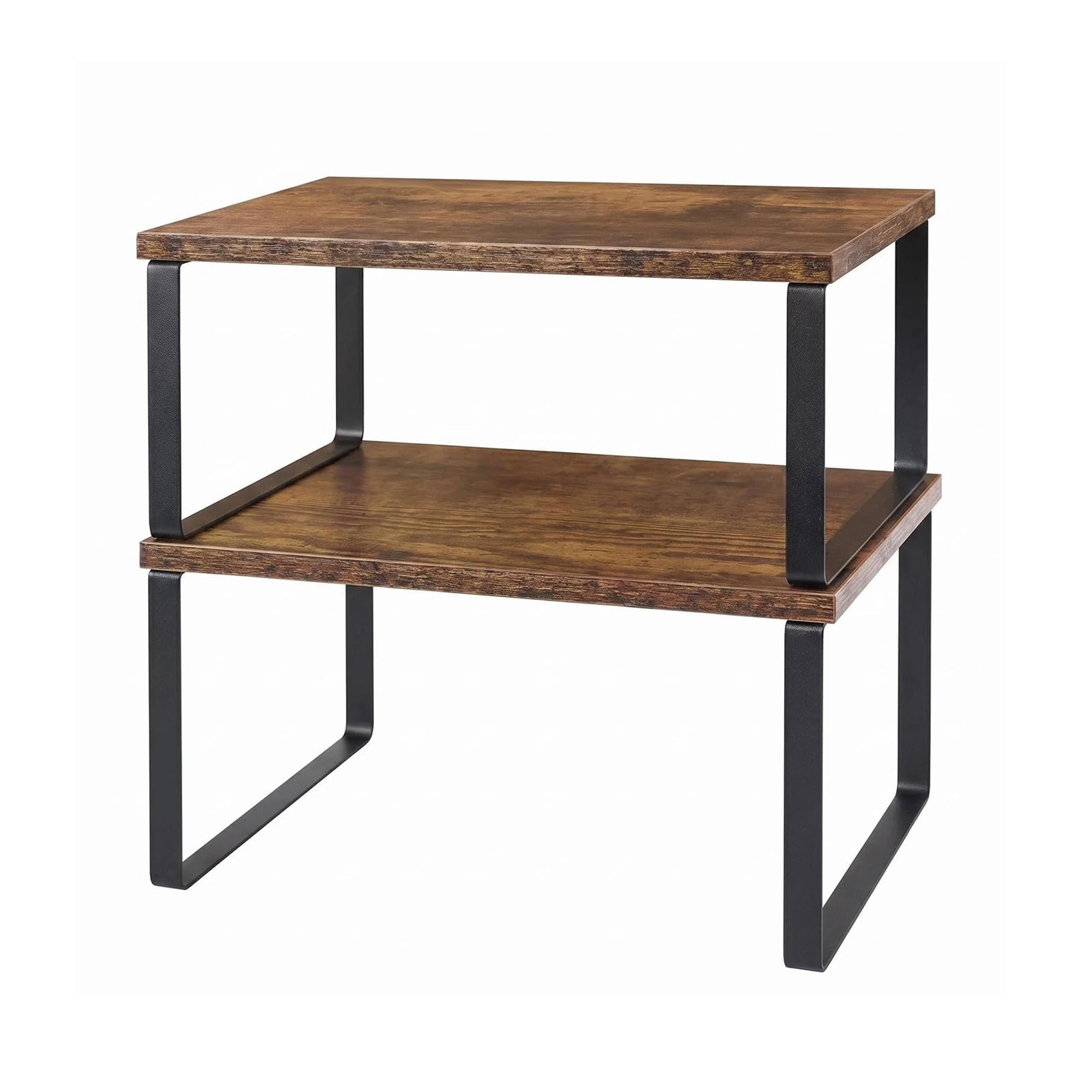 IUSEIT Kitchen Cabinet Organizer Shelf, Set of 2 Stackable Spice Rack Storage, Heavy Duty Metal & Wood Countertop Display Stand 
