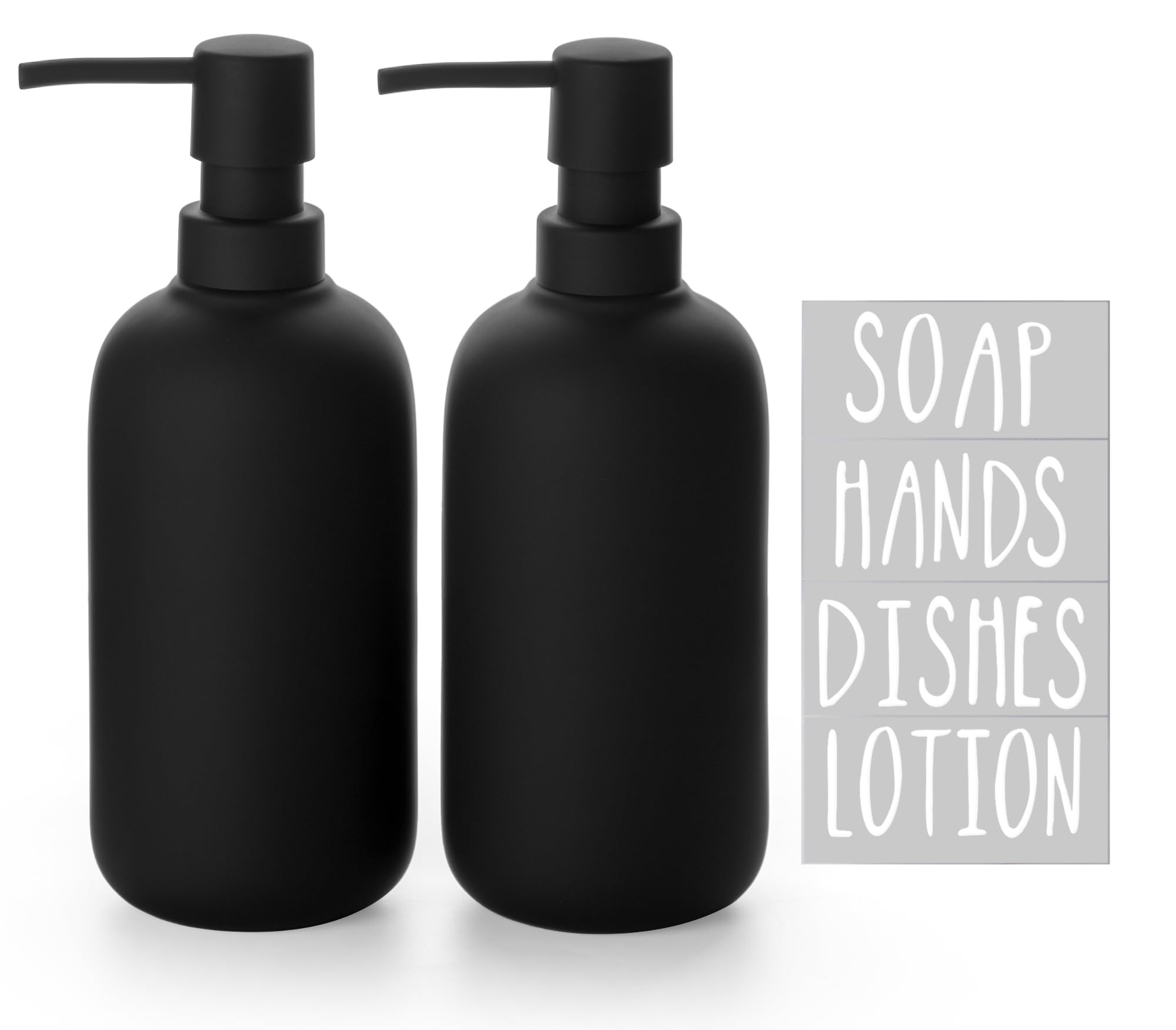 Viosuniu Ceramic Soap Dispenser - Elegant Hand Soap Pump With 4 Labels (Soap, Dishes, Lotion, Hands) - Durable & Stylish Ceramic