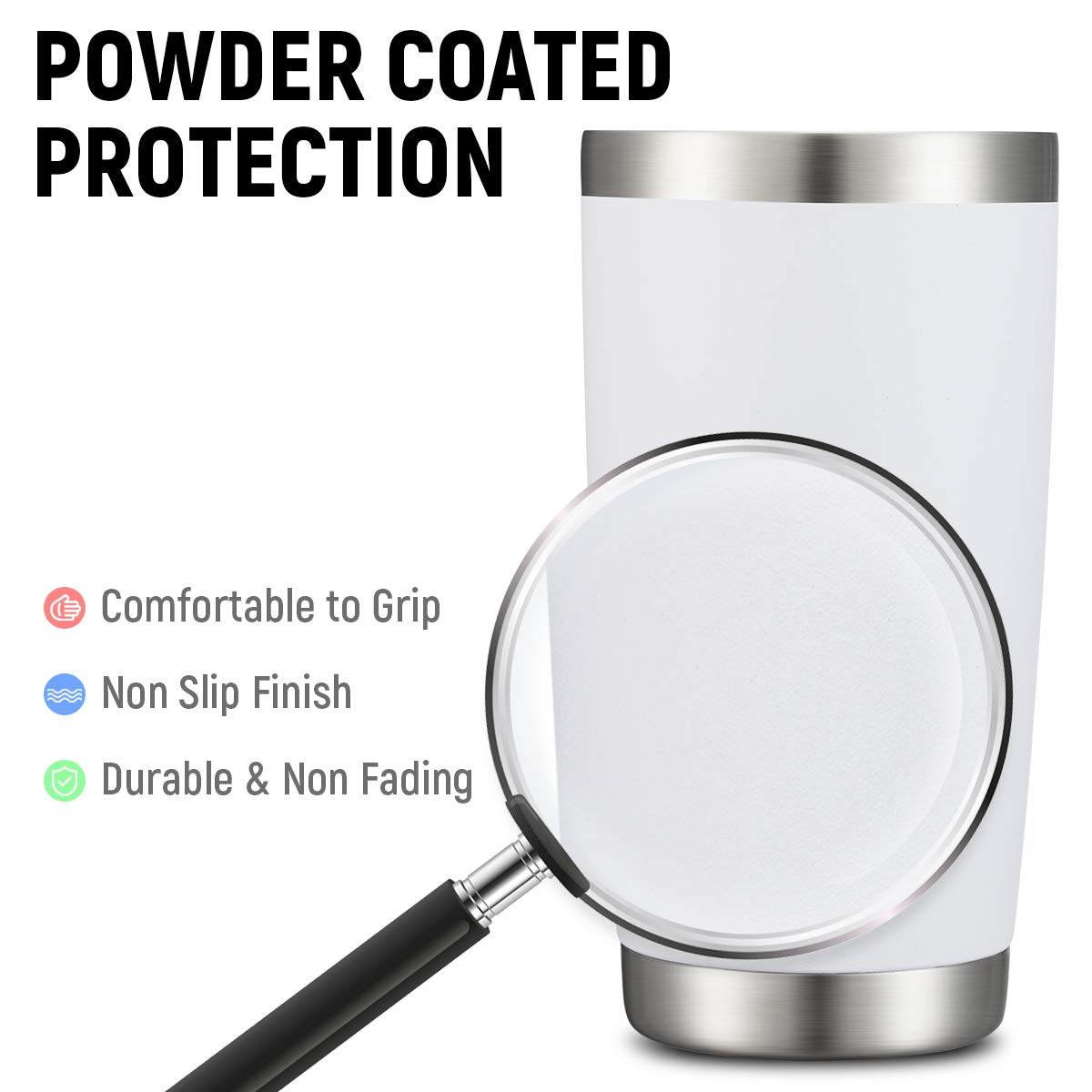 Comooo 20Oz White Tumbler Double Wall Vacuum Insulated Travel Mug Stainless Steel Coffee Mug With Lid And Straw Durable Powder C