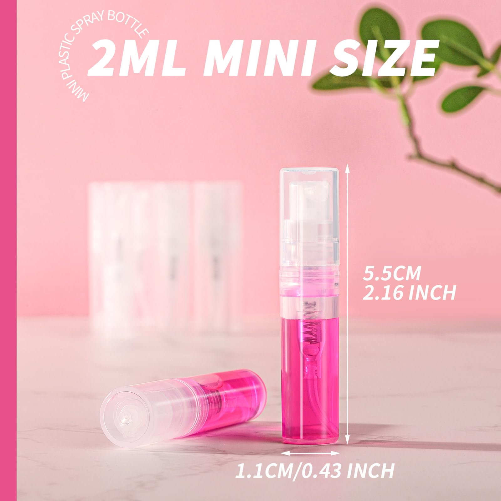 Fandamei Mini Spray Bottle, 10 Pack 2Ml Mini Plastic Spray Bottle Empty, Fine Mist Refillable Mini Perfume Bottle, Small Perfume