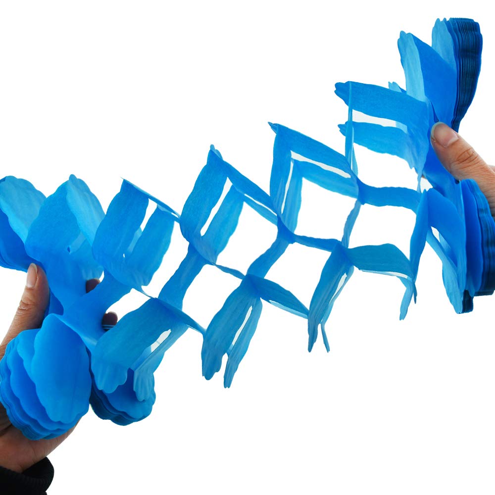 Beishida 12Pcs Four Leaf Clover Paper Garland 120Ft Navy Blue Ocean Party Streamers Tissue Flower Reusable Hanging Banner For We