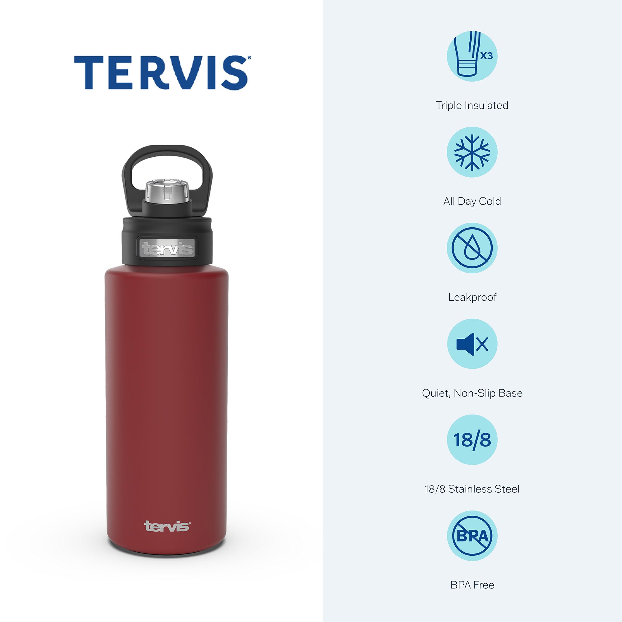 Tervis Blue Haze Tie Dye Triple Walled Insulated Tumbler Travel Cup Keeps Drinks Cold, 32Oz Wide Mouth Bottle, Stainless Steel