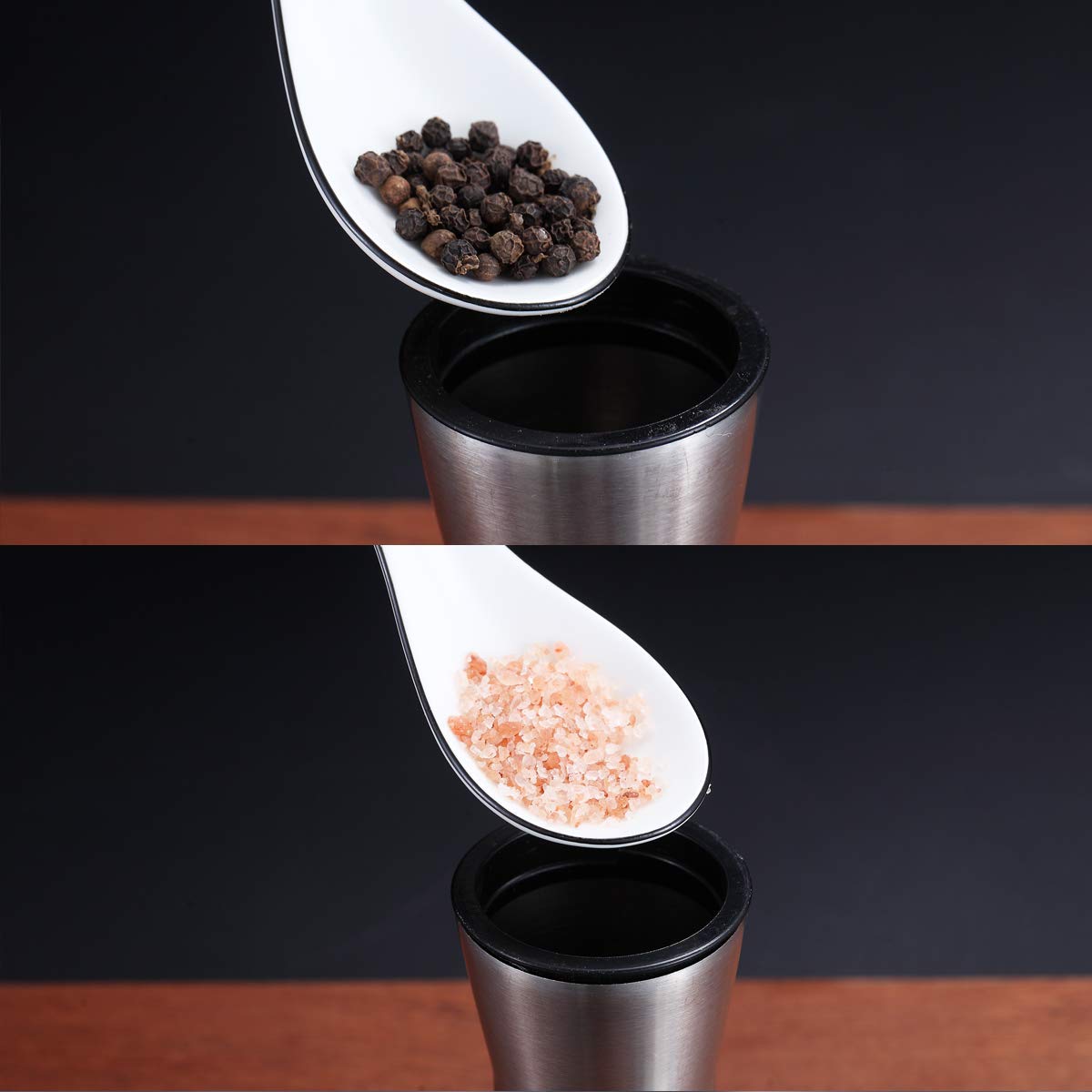 Kyraton Salt And Pepper Shakers, Stainless Steel Salt And Pepper Grinders Refillable Pepper Grinder, Pepper Mill, Salt Grinder,