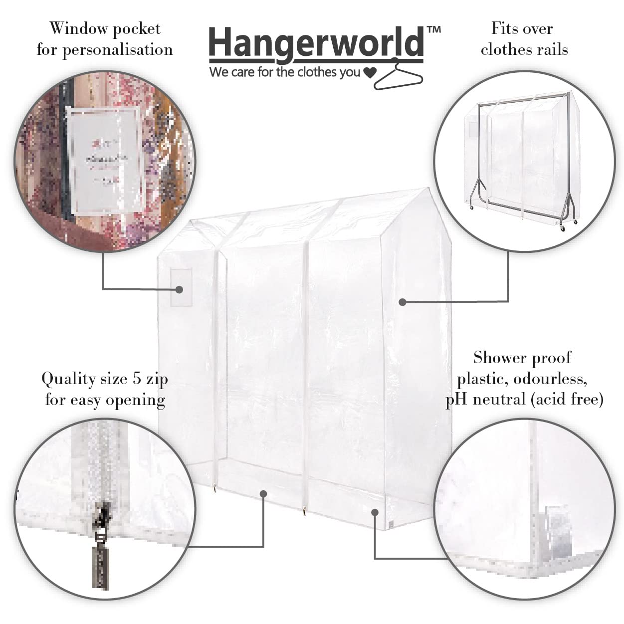 HANgERWORLD 5ft clothes garment Rack cover for Open closet clear Showerproof cover ONLY (60x24x57)