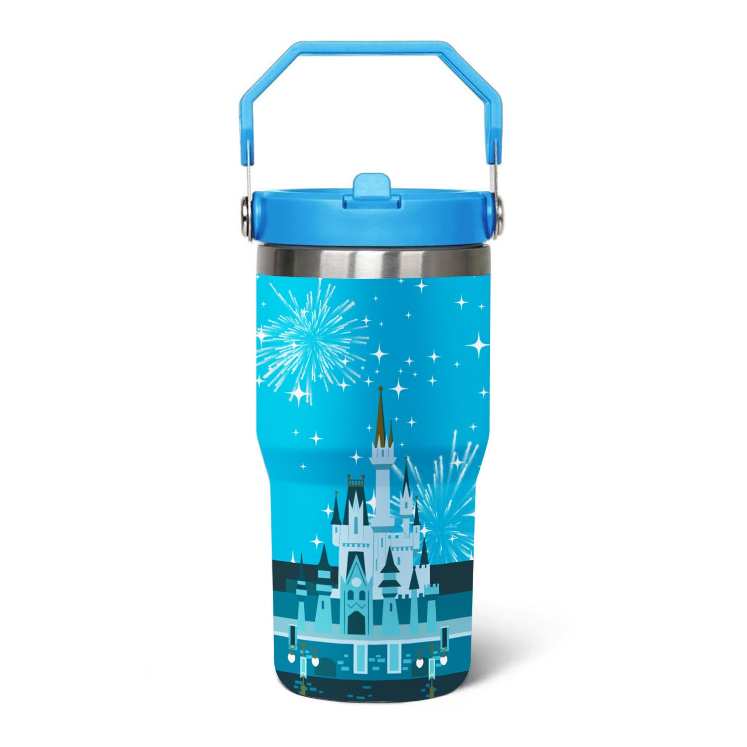 Sxdcfrs Cartoon Mouse Tumbler 20 Oz With Lid&Straw,Handle Castle Cup