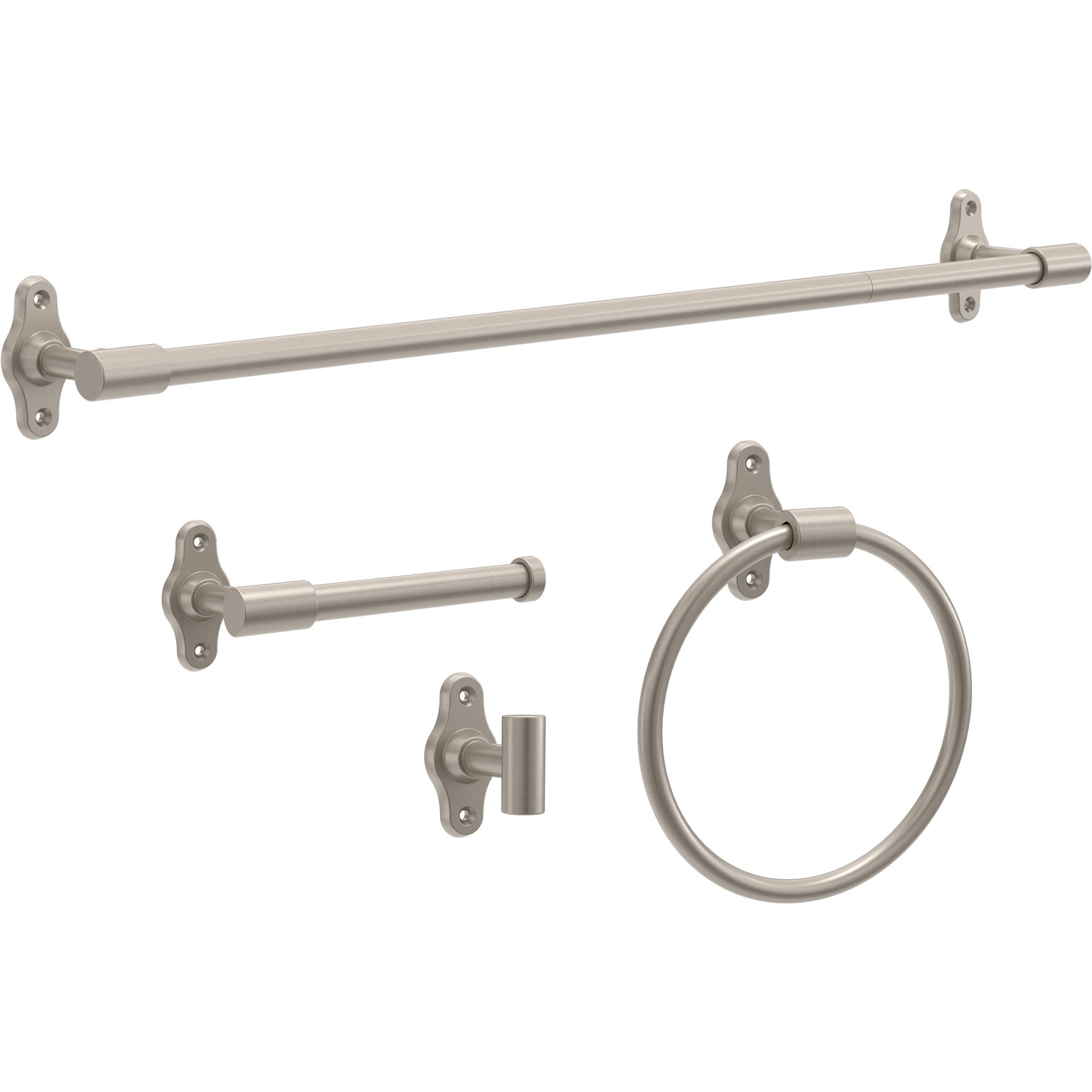 Franklin Brass Calloway (1-Pack) Toilet Paper Holder Satin Nickel Euro Tissue Roll Holder Single Post Toilet Tissue Holder Wall