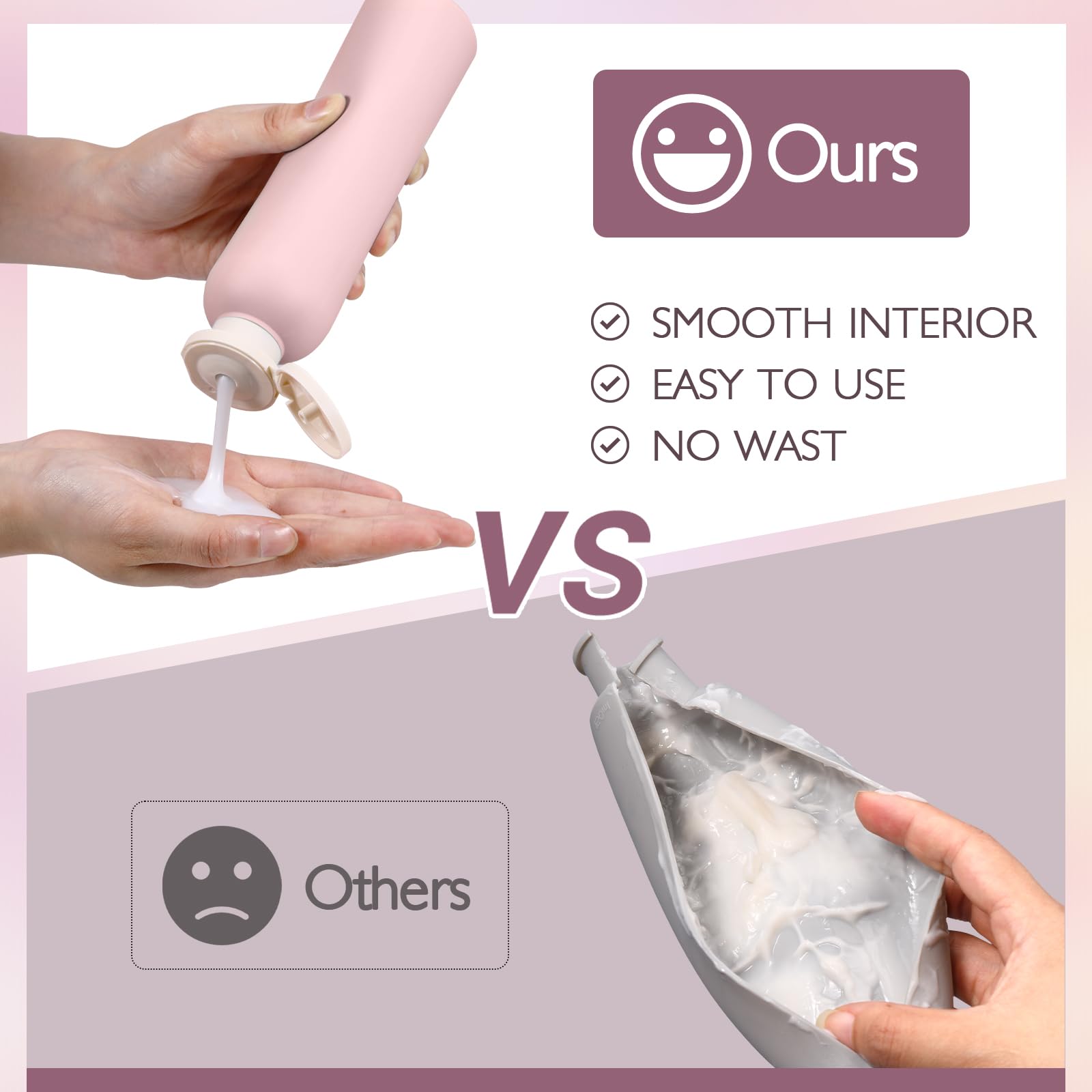 Asevat 8.8 Oz Plastic Squeeze Bottle For Lotion, Plastic Empty Shampoo Conditioner Container, Plastic Travel Size Toiletries Bot