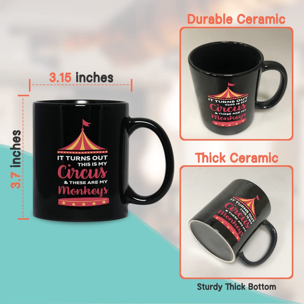 Bubble Hugs Monkey Coffee Mug 11Oz Black - Turns Out This Is My Circus And These Are My Monkeys - Animal Lover Chimpanzee Gorill