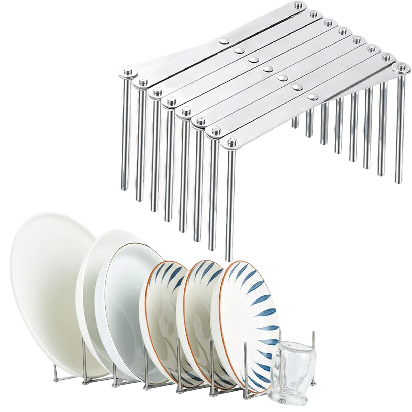 Elesuncdou Expandable Pots And Lid Organiser, Kitchen Drawer Organisers, Pot Organizer For Kitchen With Stainless Steel Construc