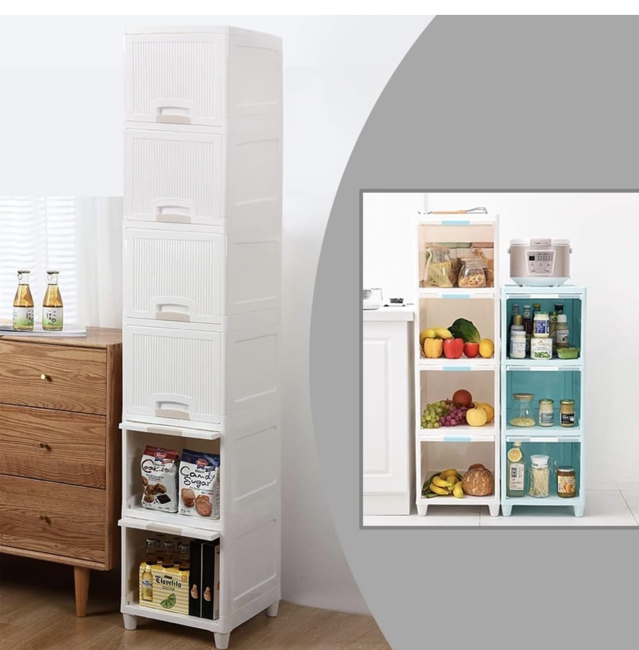 Jeyang Multipurpose Stackable Cupboard Drawer For Clothes Storage; Wardrobe Cabinet Organizer For Office, Kitchen, Bathroom (Whi