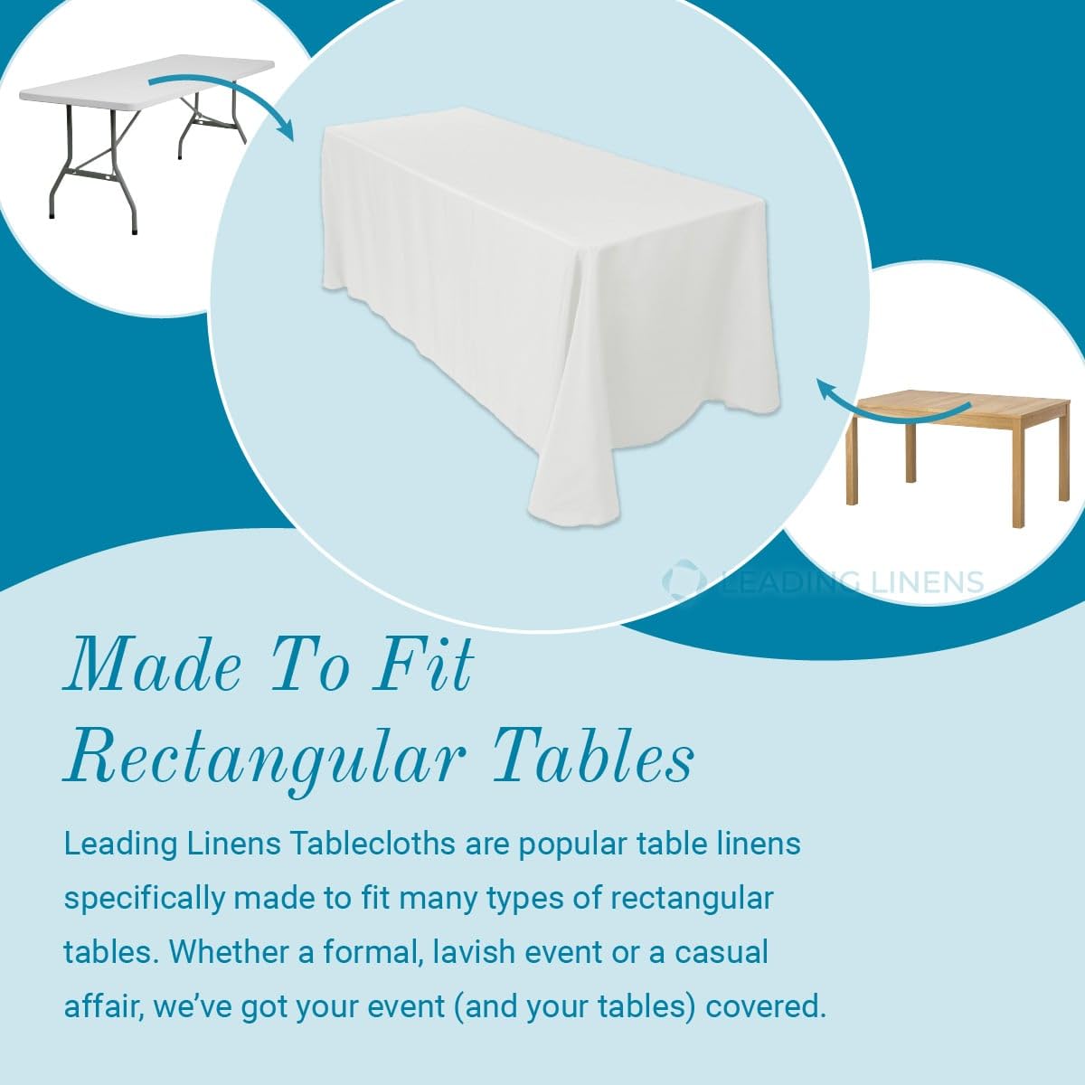 Sparkles Make It Special Leading Linens 90'' X 156'' Inch Rectangular Polyester Cloth Fabric Linen Tablecloth - Wedding Receptio