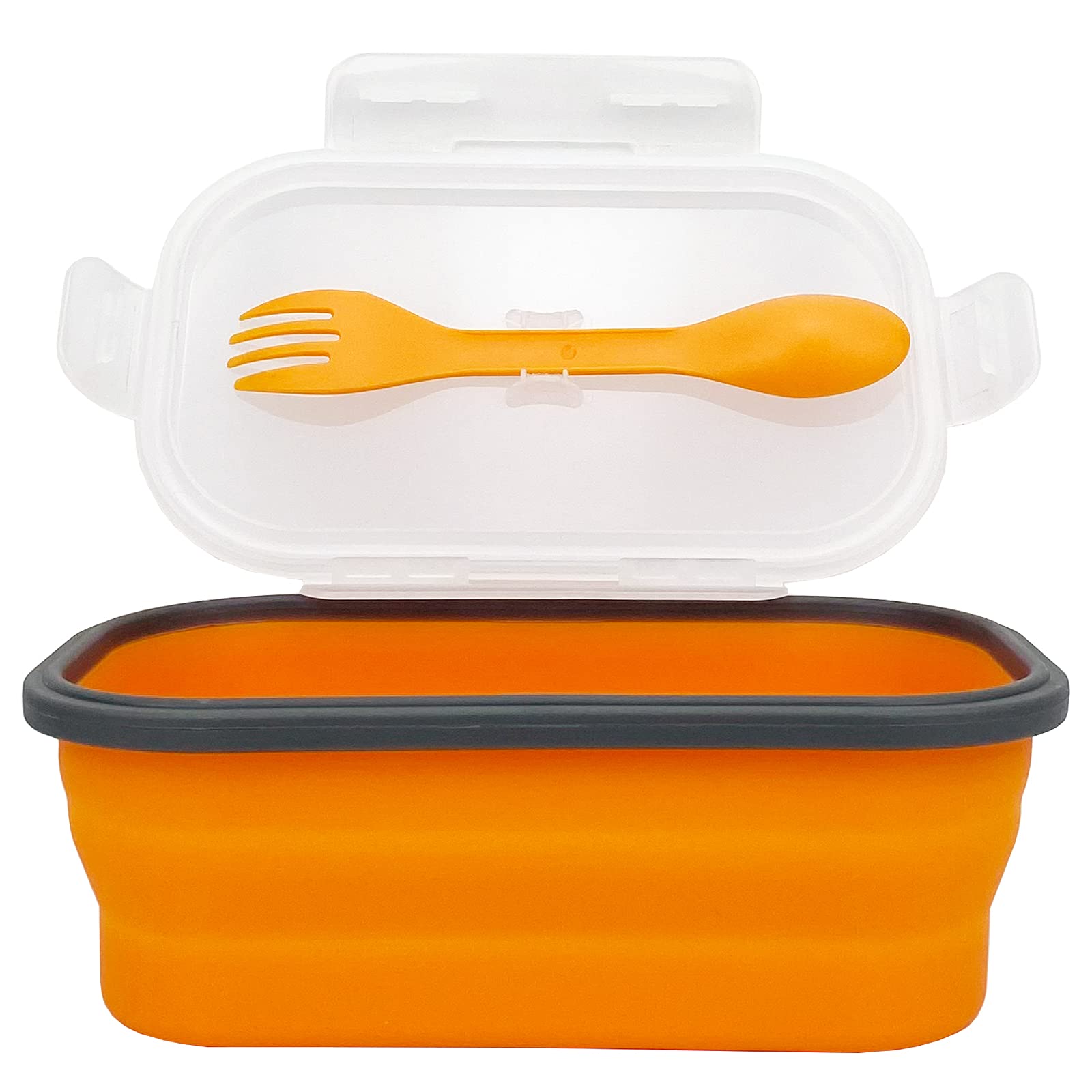 Silicone Lunch Container Bento Box, Collapsible Food Storage Containers With Airtight Lids And 2In1 Fork, Reusable Food Containe