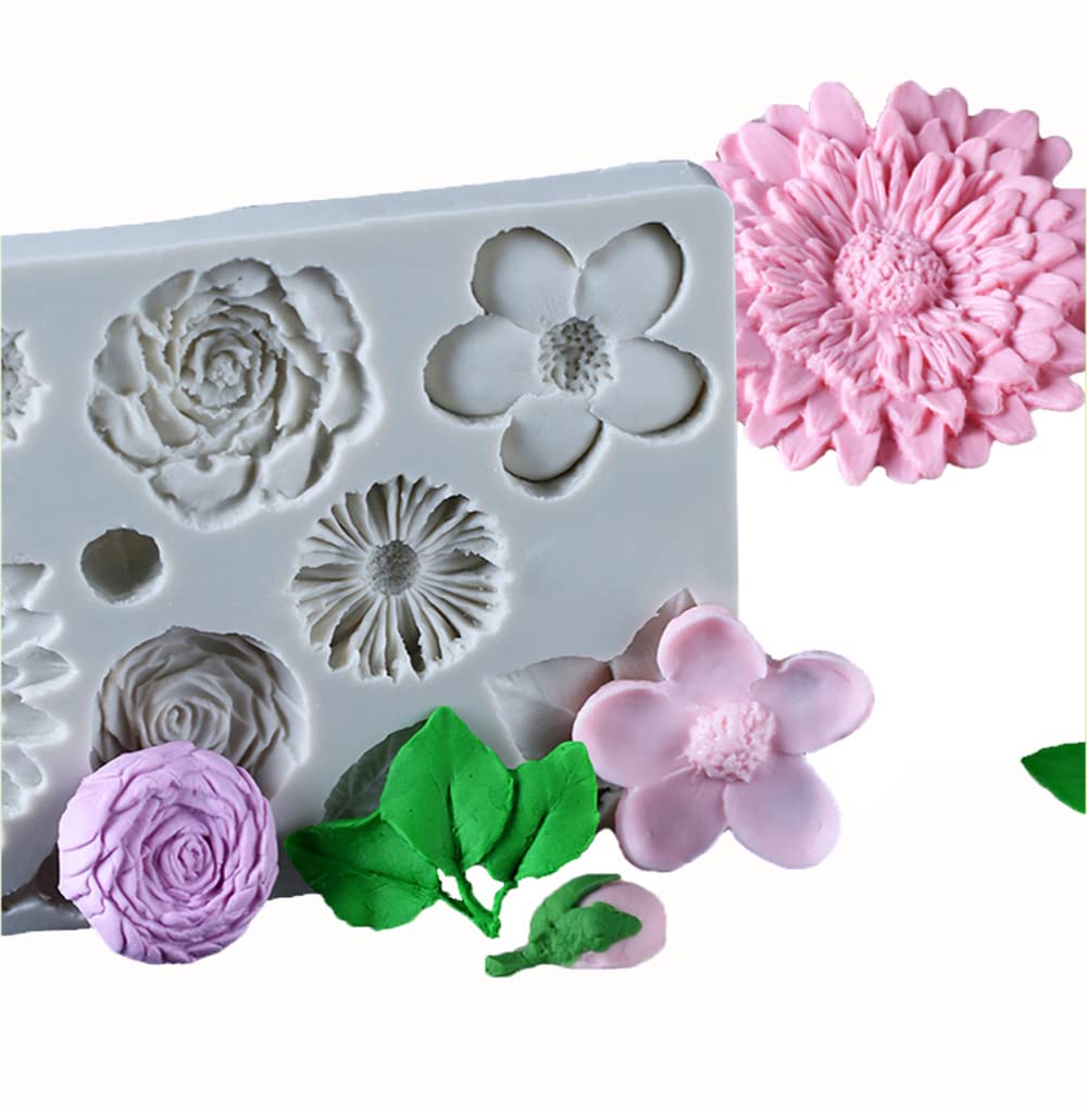 Guratapa Flower And Leaf Chrysanthemum Roses Silicone Molds For Diy Fondant Candy Making Chocolate Mold Desserts Ice Cube Gum Cl