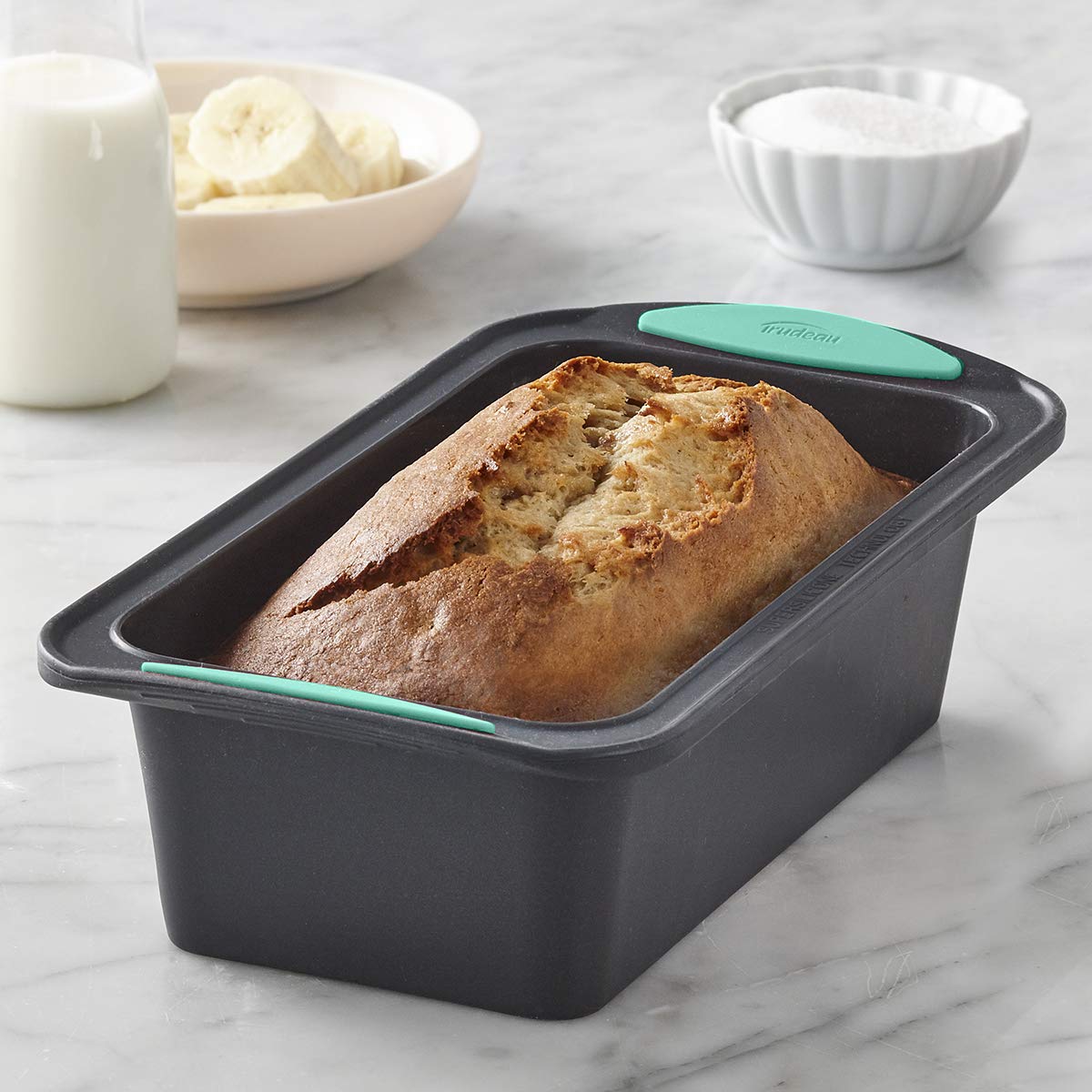 Trudeau Structure Silicone Bakeware, 8.5 X 4.5 Loaf Pan, Mint/Black