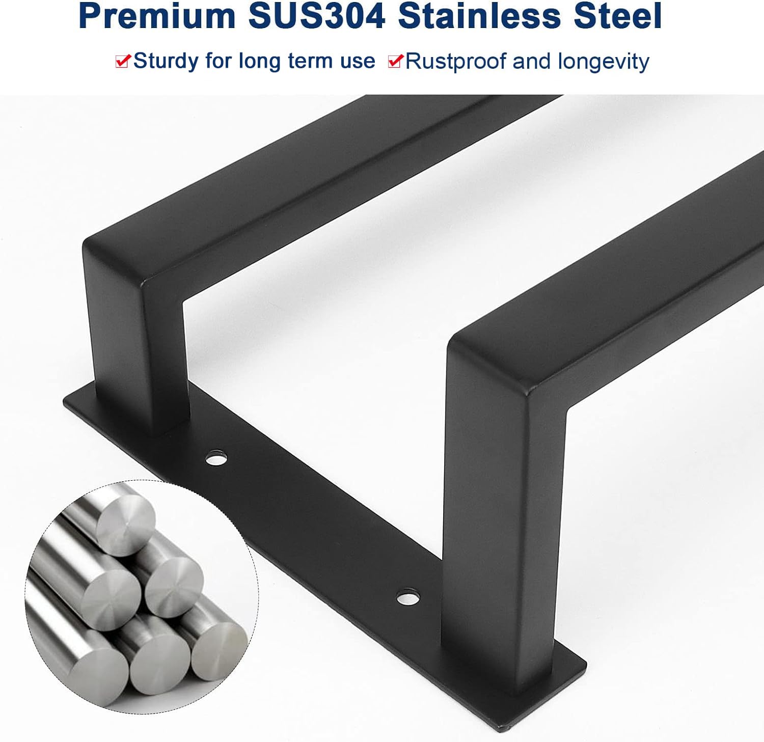 Nearmoon Bathroom Towel Bar, Towel Rod Holder, Square Shelf Rack Hanging Towel For Bath, Thicken Sus304 Stainless Steel Towel Ra