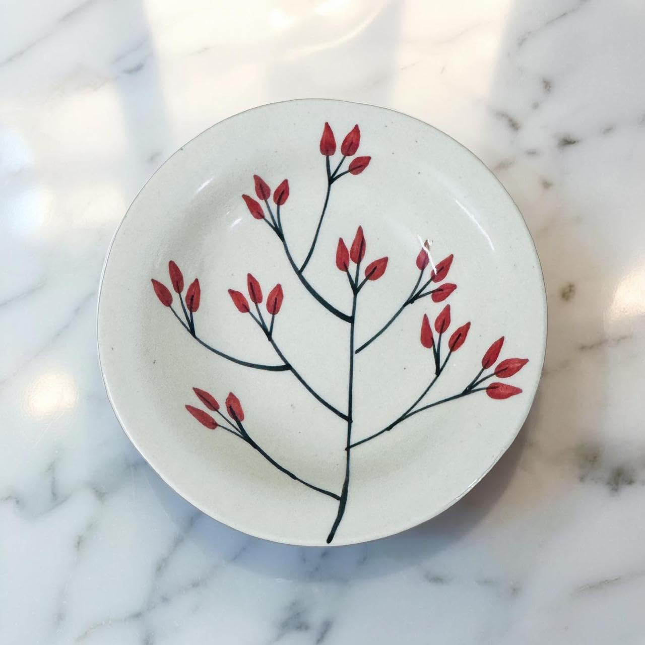Lupaava Ceramic Pasta Plate | Soup Plate | Snack Plate | Size 7 Inch | Microwave Safe, Oven Safe (1, Red 01)