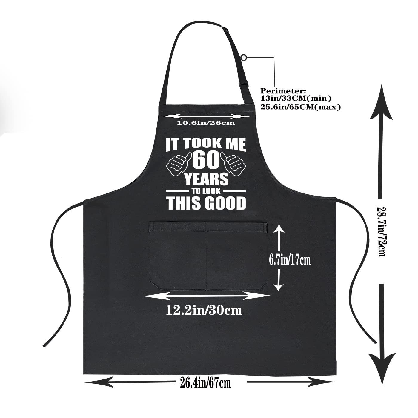 Potalkfree 60Th Birthday Gifts For Women Men, Funny Chef Aprons With Pockets, 60 Years Old Kitchen Cooking Grilling Apron For Gr