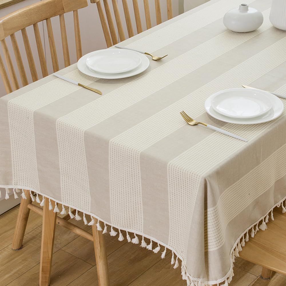 TruDelve Heavy Duty Cotton Table Cloths for 6 Foot Rectangle Tables Fabric Cloth Tablecloths Outdoor Table Cover for Rectangle T