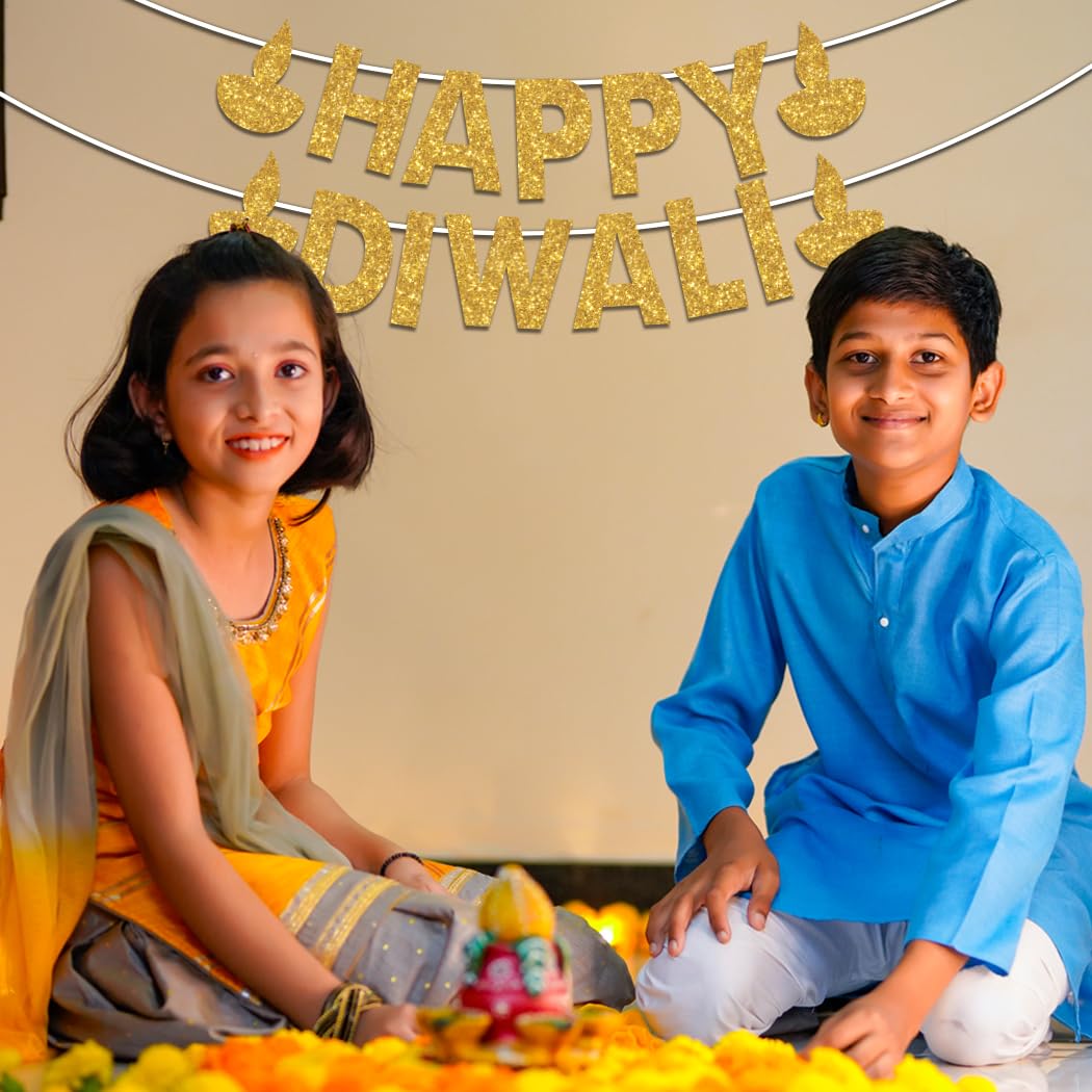 Festiko Happy Durga puja Banner/Photo Booth/Swirls for Durga puja Festival Decoration (Happy Diwali Banner - 03)