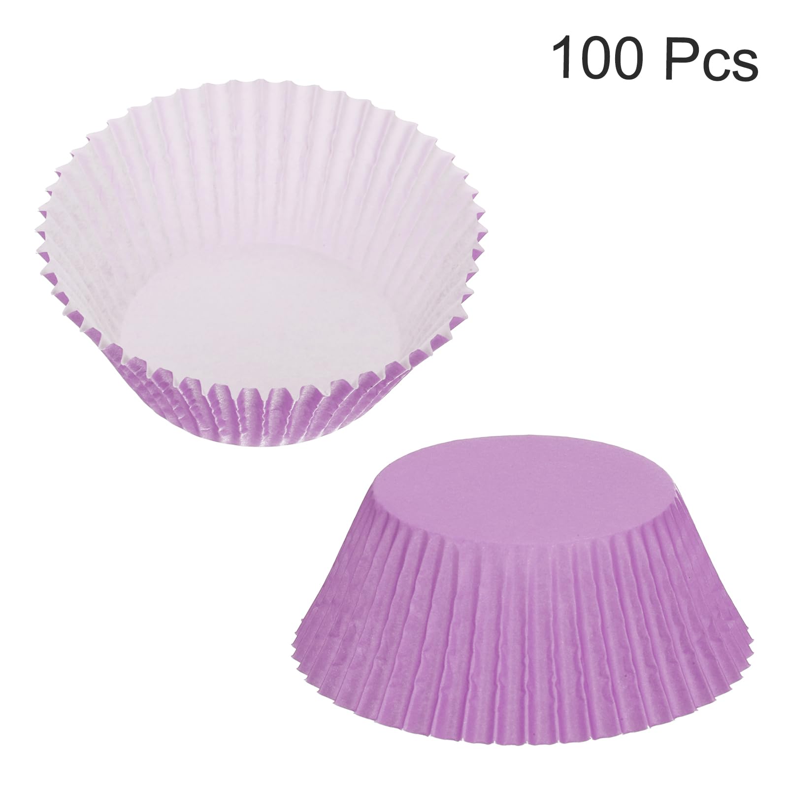 Uxcell 100 Pcs Cupcake Liners, Muffins Paper Baking Cups Wrappers Standard Greaseproof For Baking Cupcake Wrapper, Purple