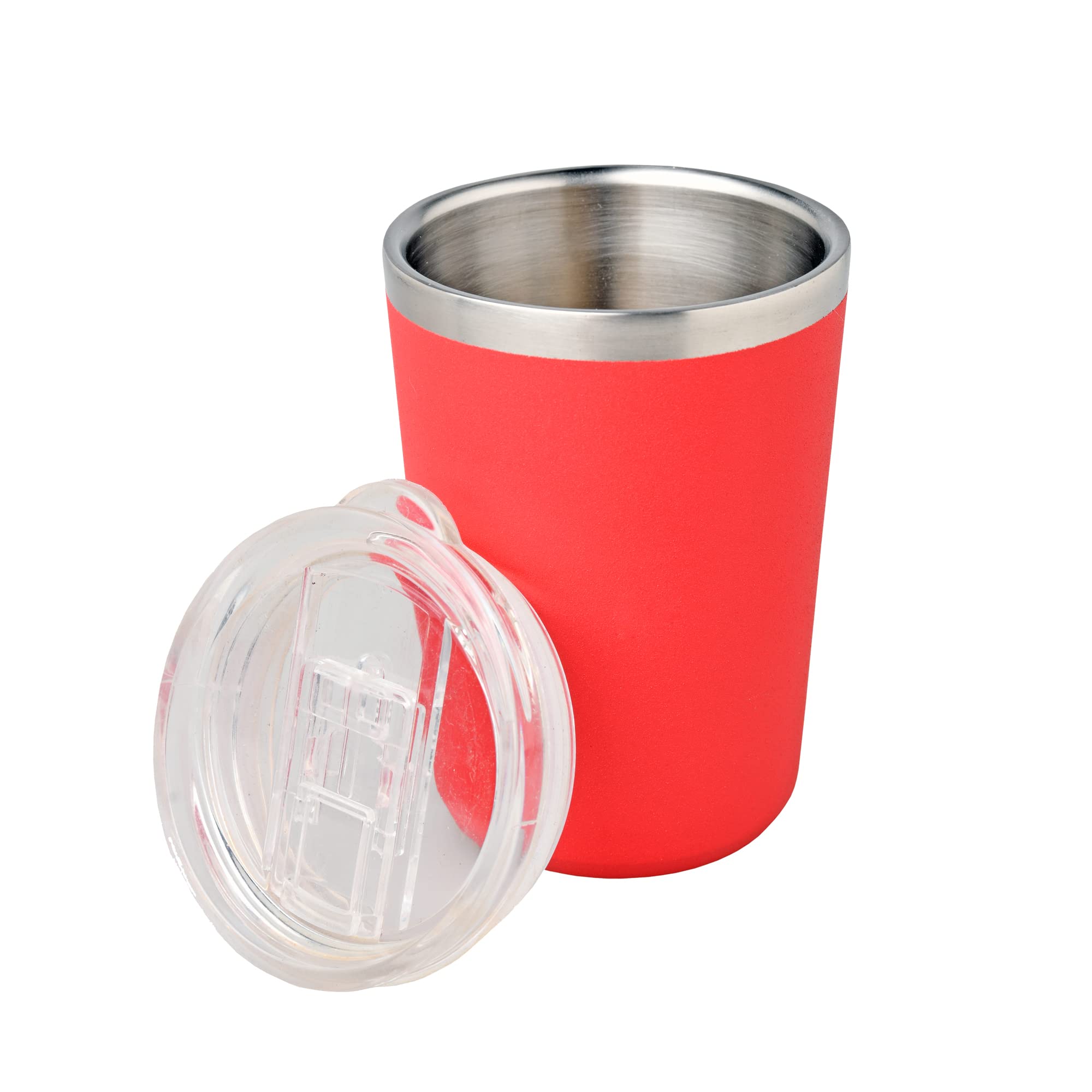 Dr. WaterR Polo Double Walled Travel Mug with Lid, Keeps Beverages Hot or Cold for 24 Hours, Capacity 300ml, (Red)