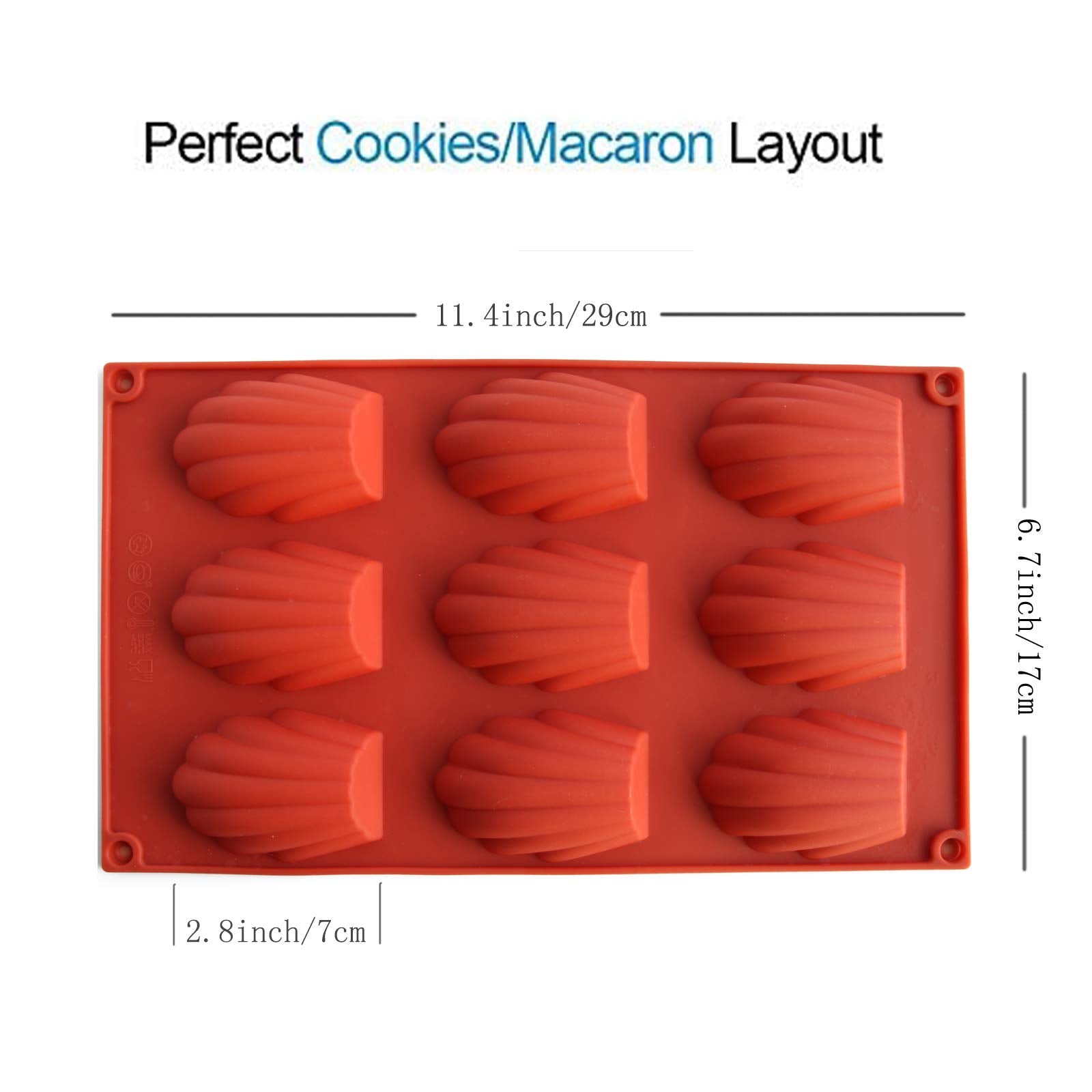 Meajore Madeleine Pan, 2 Pcs Silicone Madeline Cookies Pan, 9 Cavities Madeline Mold Nonstick Baking Pan For Make Madeleine Cook