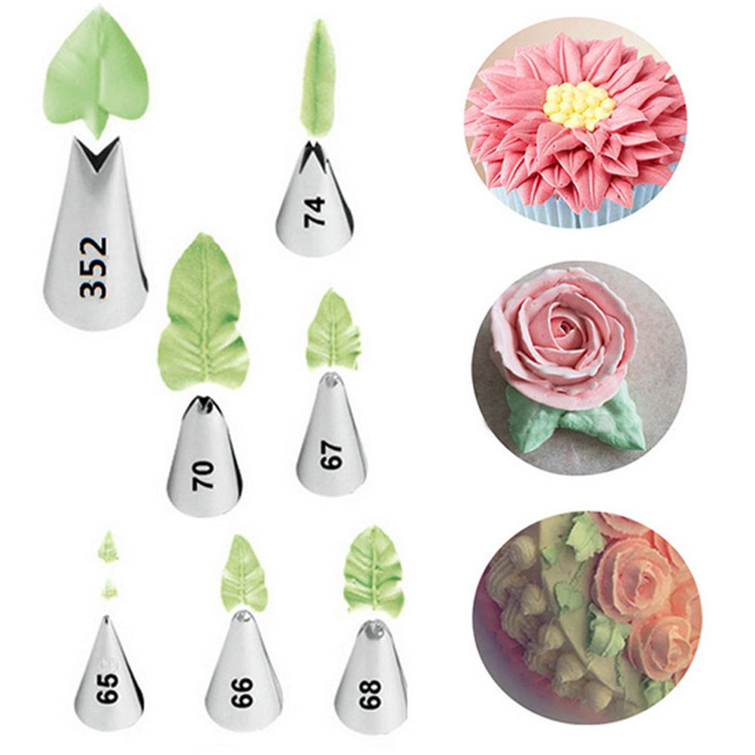 Fantasyday 7-Piece Stainless Steel Piping Tips Piping Nozzles Cake Decorating Supplies Cookies Cupcake Icing Decorating Supplies