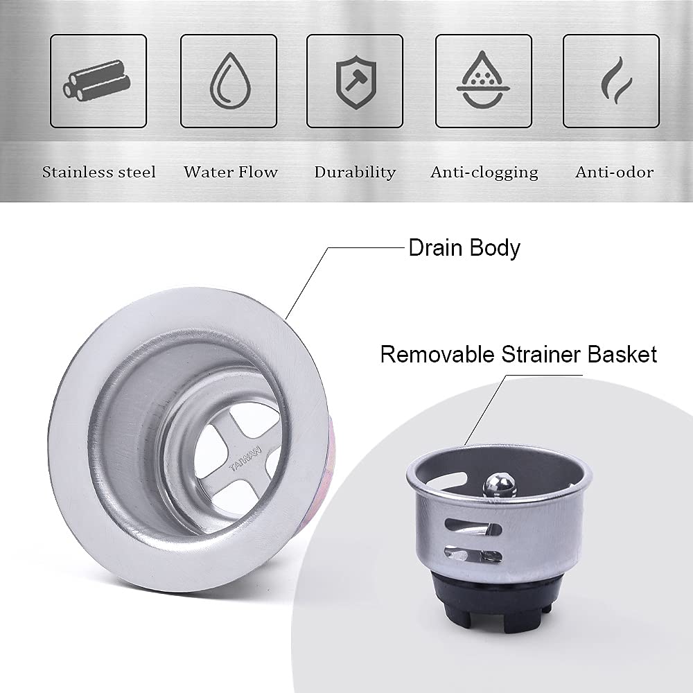 Varnahome Junior Duo Bar/Pre Sink Stainless Steel Strainer Assembly W/Basket Strainer