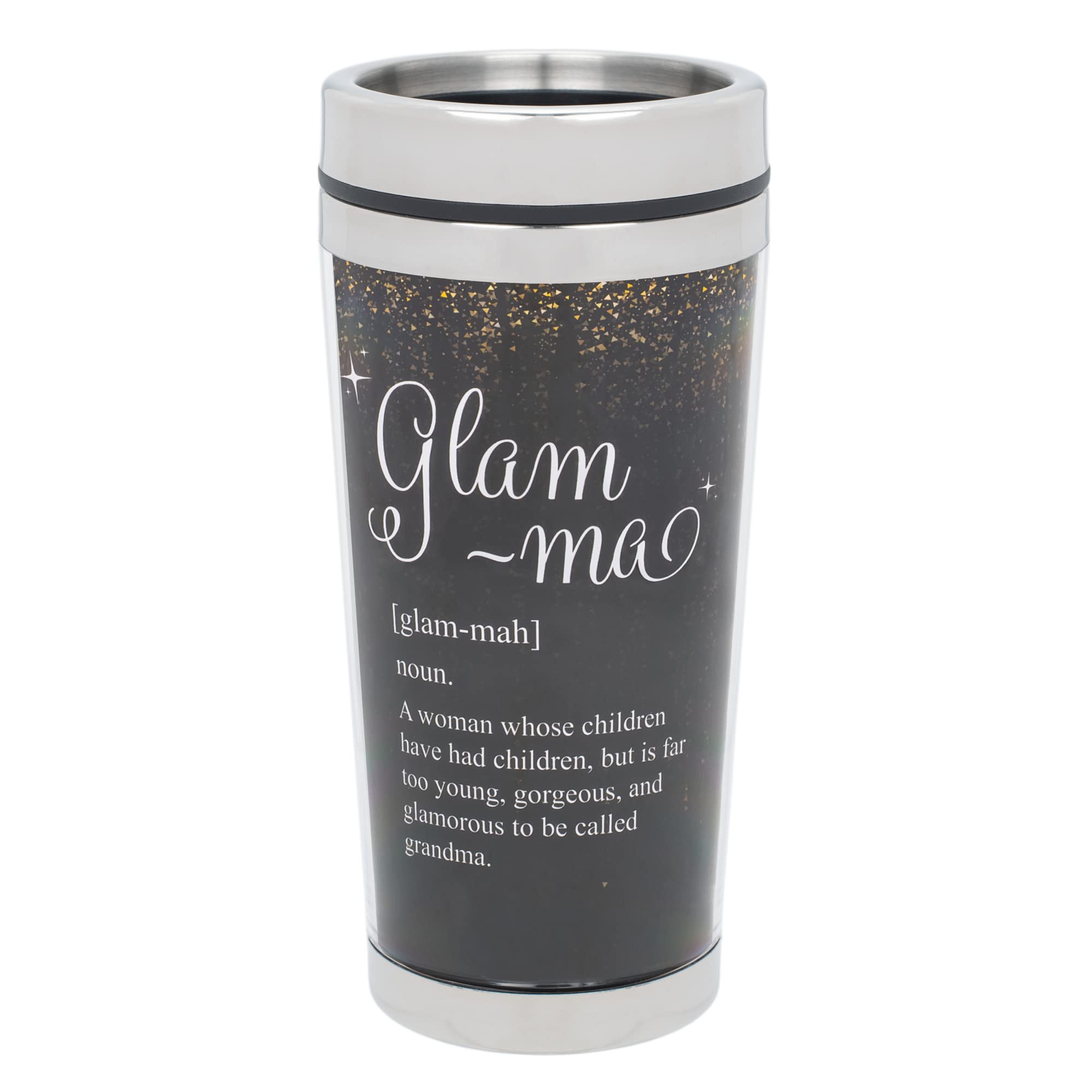 Elanze Designs Glam-Ma Golden Black 16 Ounce Stainless Steel Travel Tumbler