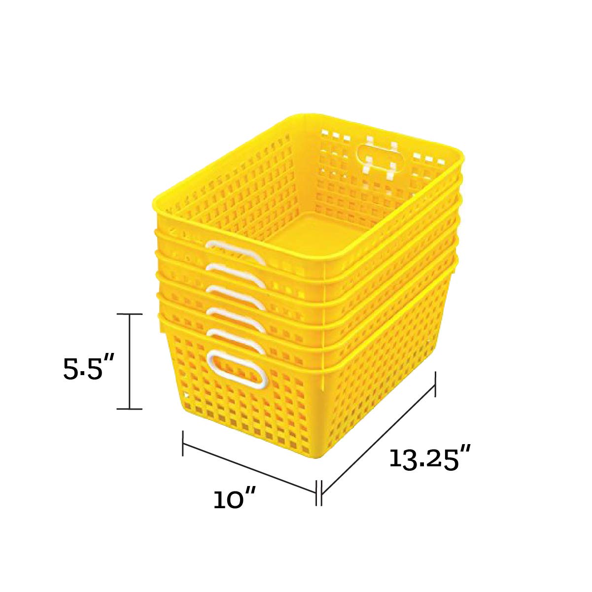 Really Good Stuff Large Plastic Book Baskets, 13'' By 10'' By 5'' - 12 Pack, Yellow| Classroom Library Organizer, Toy Storage, M