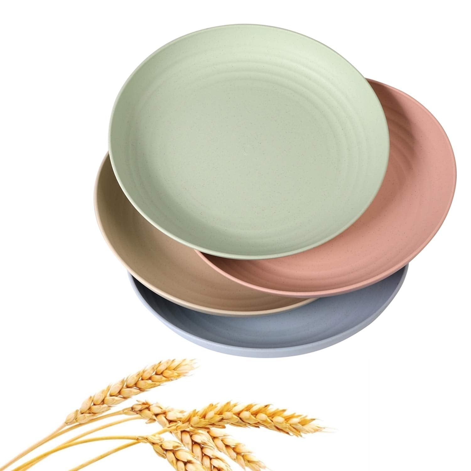 CAMBUY Wheat Straw Plates Lightweight Unbreakable Dinner Dishes Plates Set Dishwasher & Microwave Safe (Large 4 Pack 8)