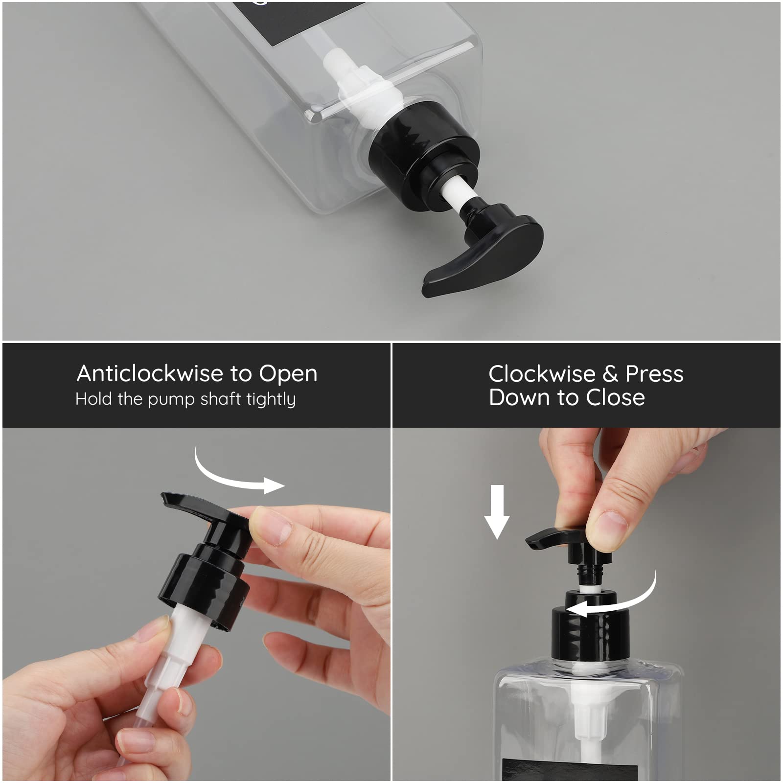 Segbeauty Shampoo Bottles, 3Pcs 16.9Oz Empty Refillable Pump Dispenser With Labels, 500Ml Plastic Reusable Press Lotion Containe