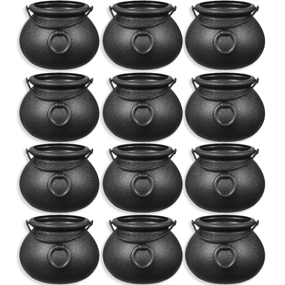Black Plastic Candy Kettles - 2'' (Pack Of 12) - Unique & Festive Party Favors - Perfect For St. Patrick'S Day & Religious Parti