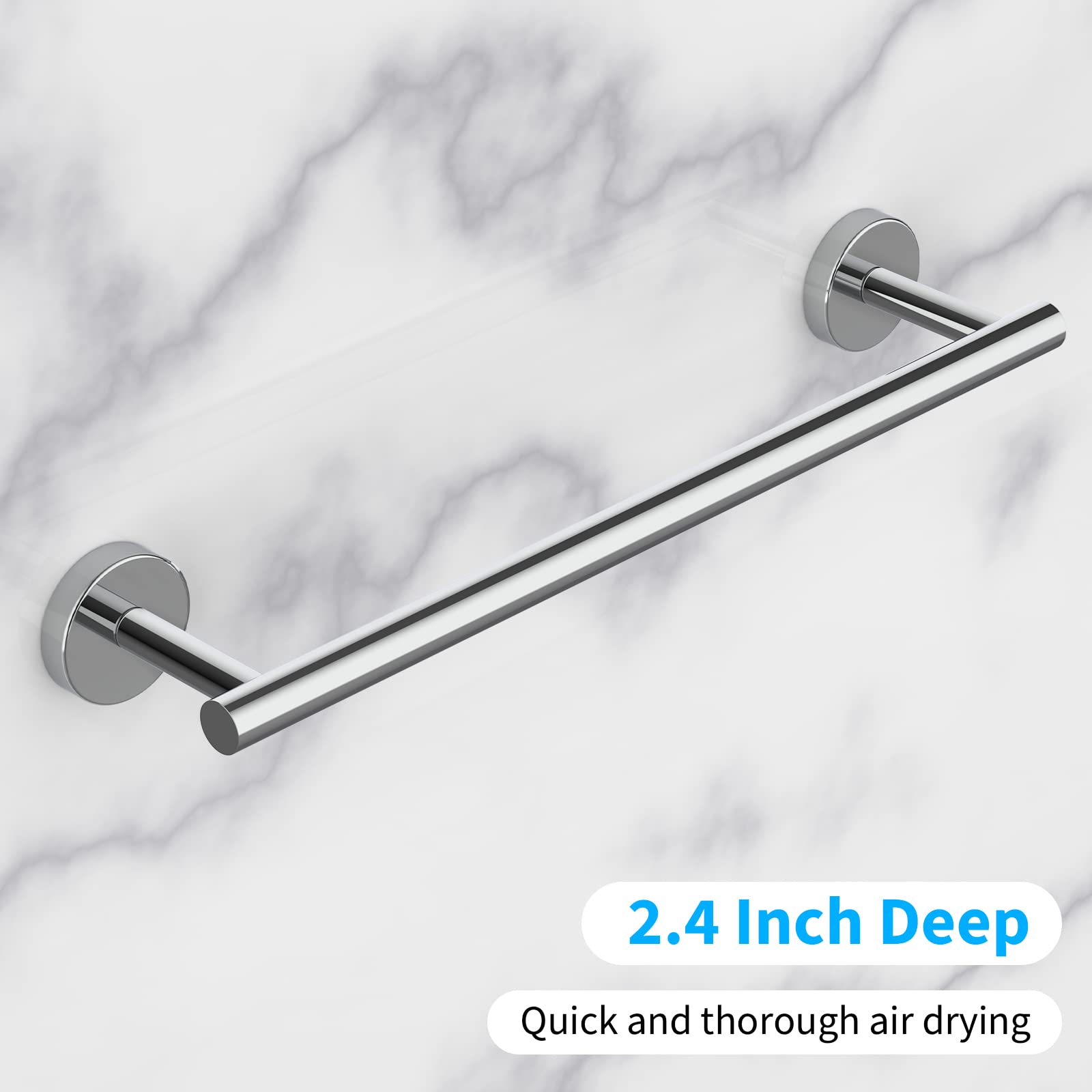 Cilee 2 Pieces Polished Chrome Bathroom Towel Bar  16 Inch Double Towel Racks Bathroom Towel Holder Hand Towel Bar for Bathroom Stainless Steel Wall Mount