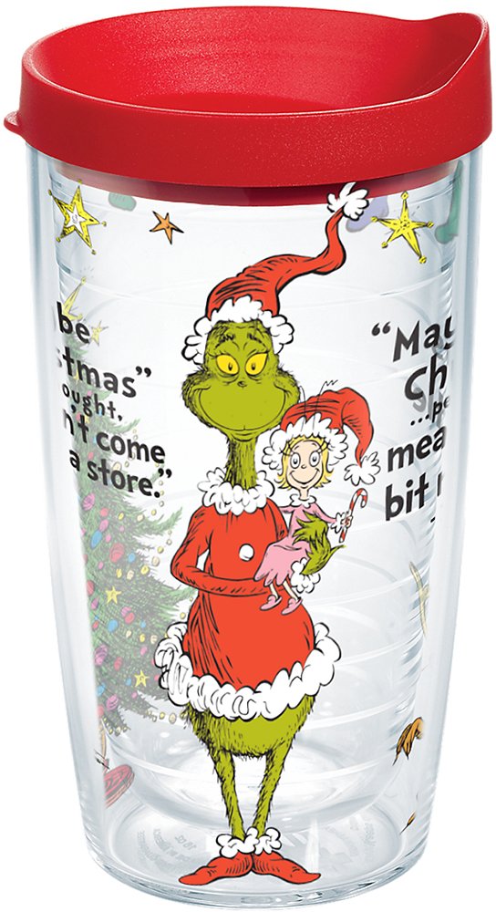 Tervis Dr. Seuss Grinch Christmas Holiday Quote Made in USA Double Walled Insulated Tumbler Travel Cup Keeps Drinks Cold & Hot, 