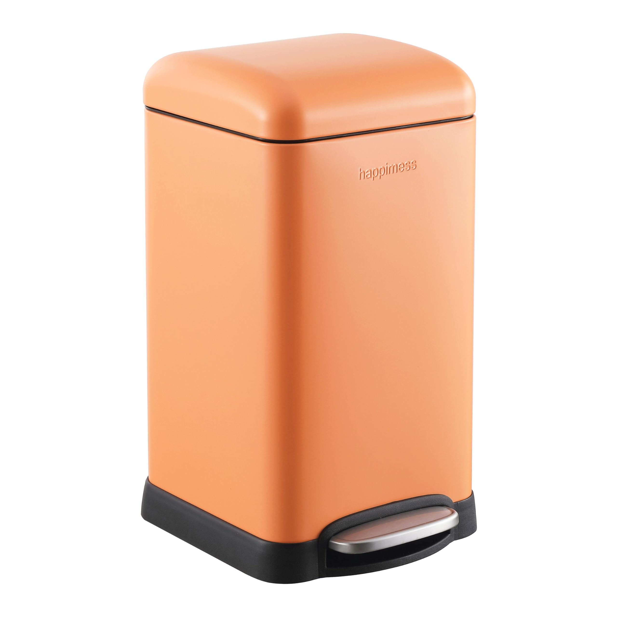 Happimess Hpm1012K Betty Retro Mini 3.2-Gallon Step-Open Trash Can, Carrot Cake,With Soft-Close Lid, Fingerprint Resistant, Mode
