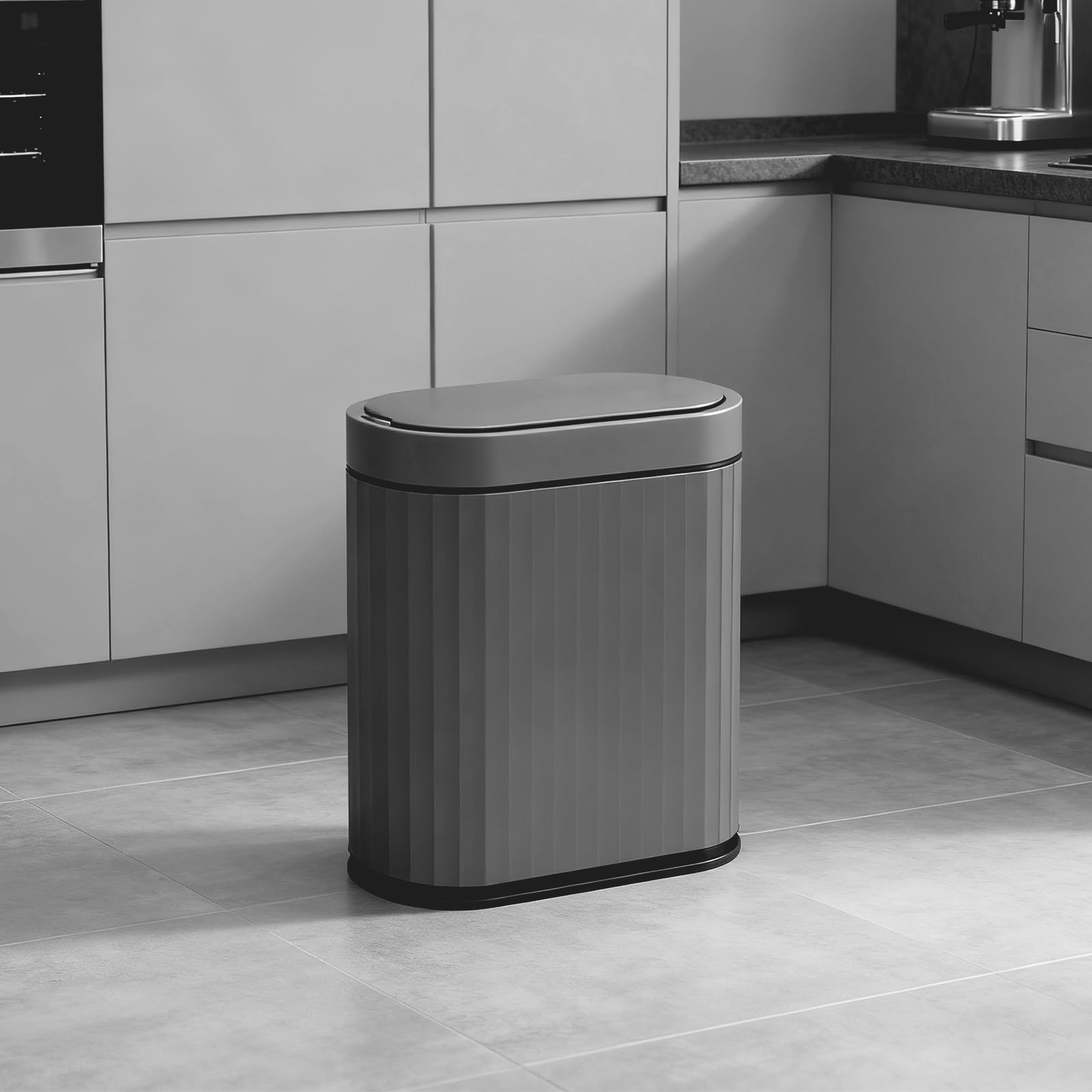 ELPHECO Bathroom Motion Sensor Trash can 2 Gallon Automatic Garbage Can, Slim Plastic Smart Trash Can with Lid, Commercial Intel