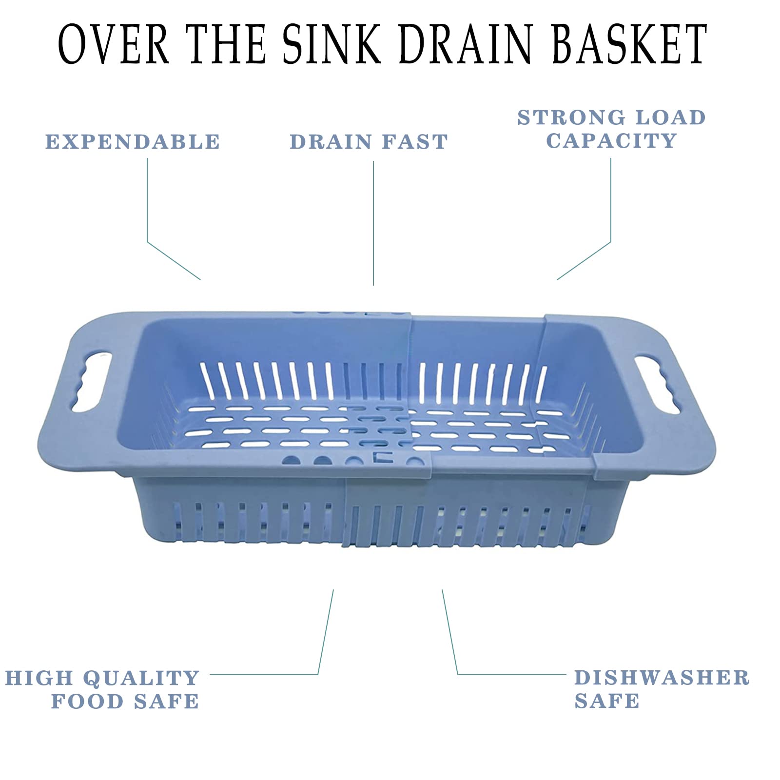 Minesign Extendable Over The Sink Colander Fruits And Vegetables Drain Basket Adjustable Food Strainer Sink Washing Basket For K