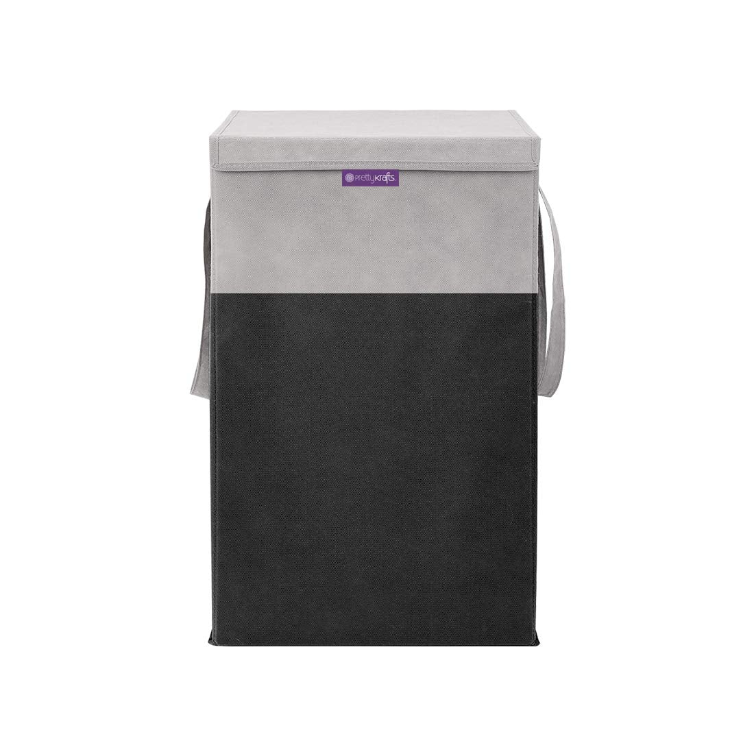 Prettykrafts 35 L Non Woven Rectangular Foldable Large Laundry Bag/Basket With Lid & Handles, Freestanding Clothes Storage Organ