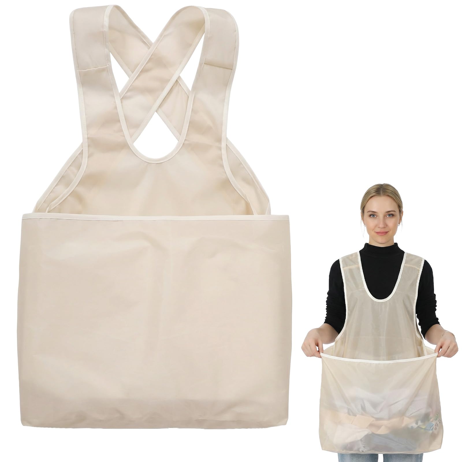 Classicseali Laundry Apron With Large Pouch, Waterproof Laundry Apron With Large Pockets, Portable Laundry Pet Bag, Clothes Dryi
