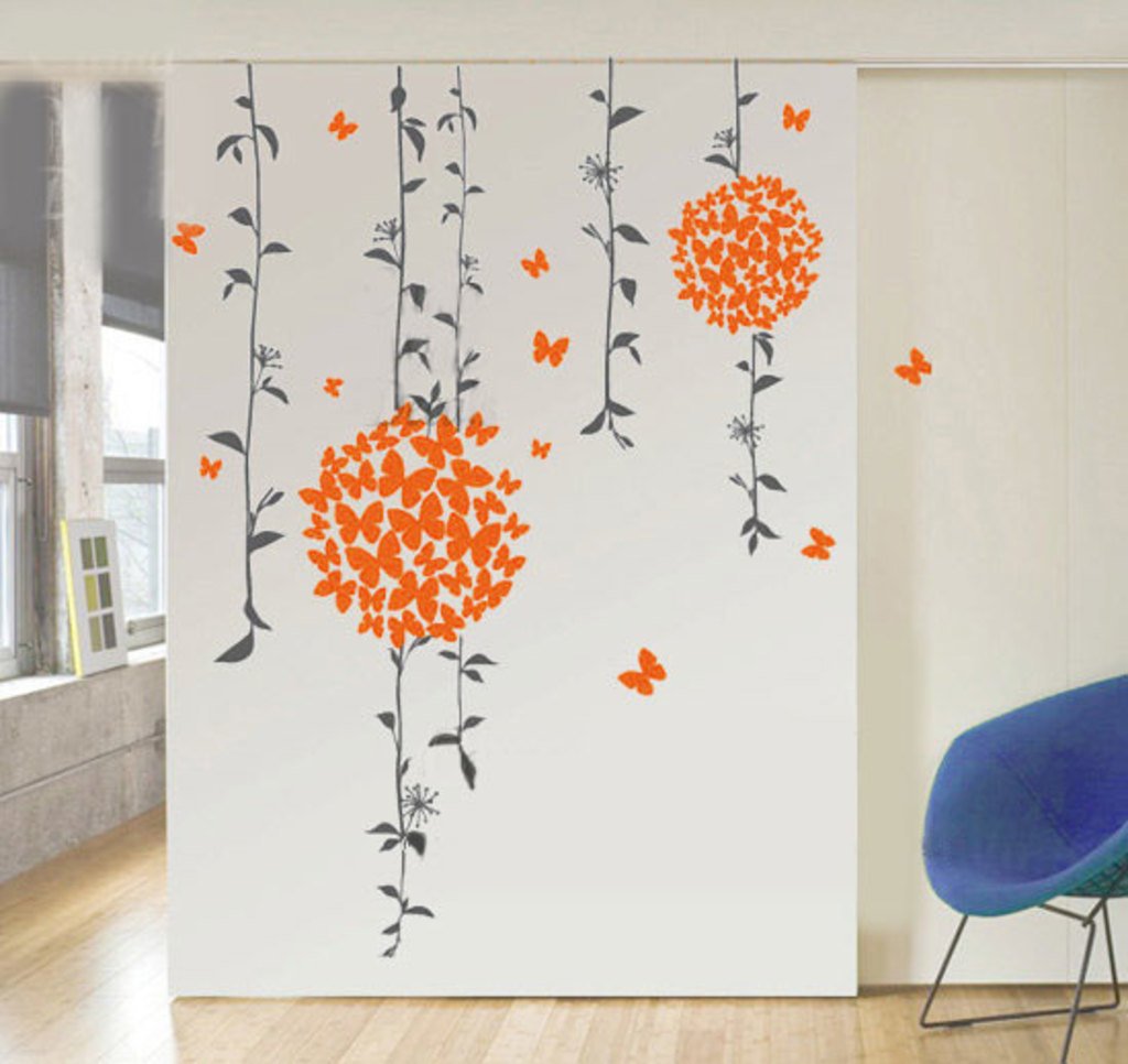 Decals Design Stickerskart Wall Stickers Orange Butterflies Bathroom Decal (Wall Covering Area: 115X140Cm,Product Dimensions: 50